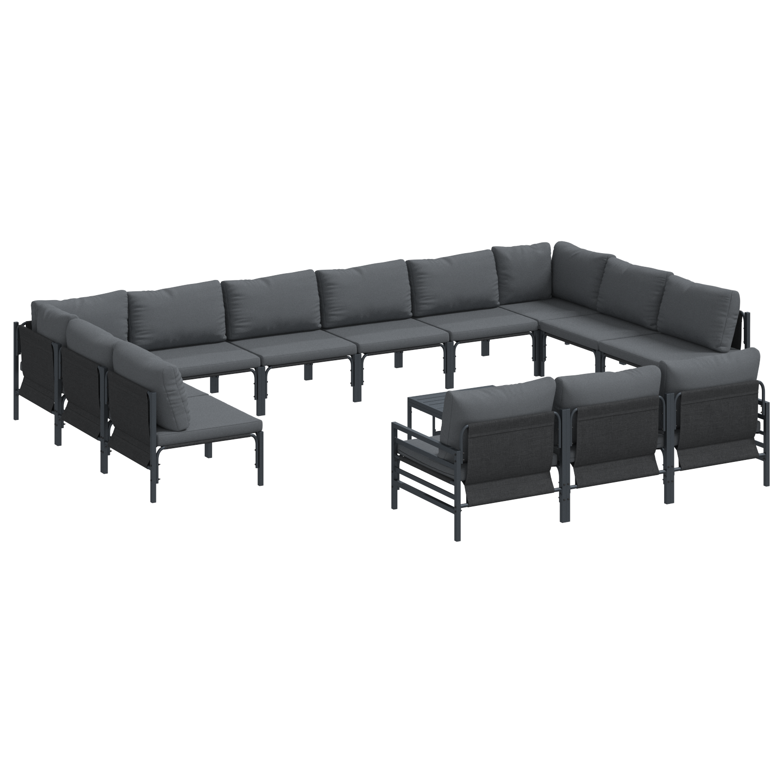 Hagesofa Set 14 pcs Antrasitt Stål