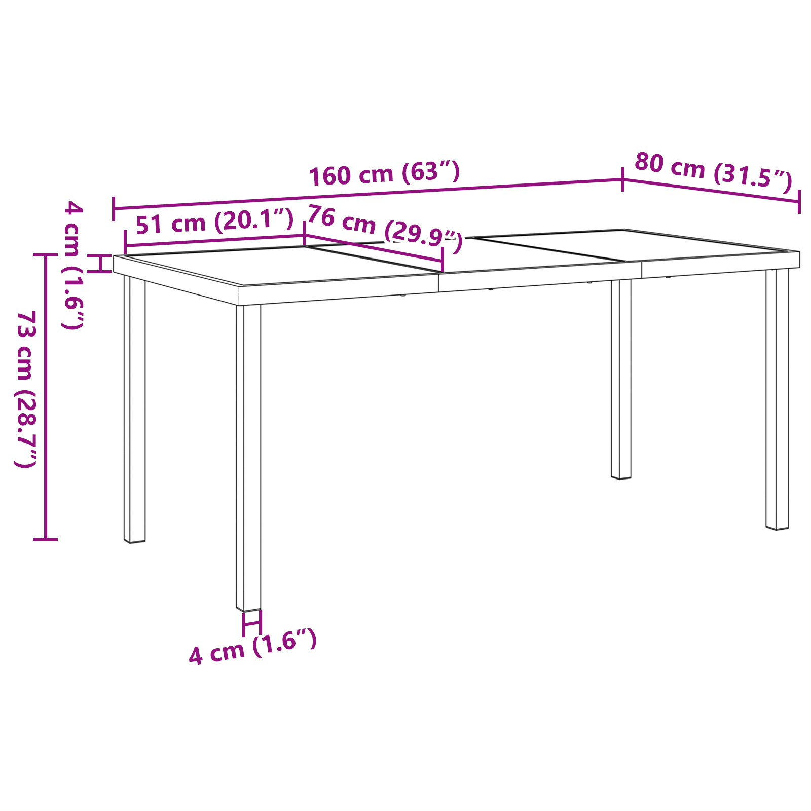 5 Delt Hagebord Svart Textilene og Stål