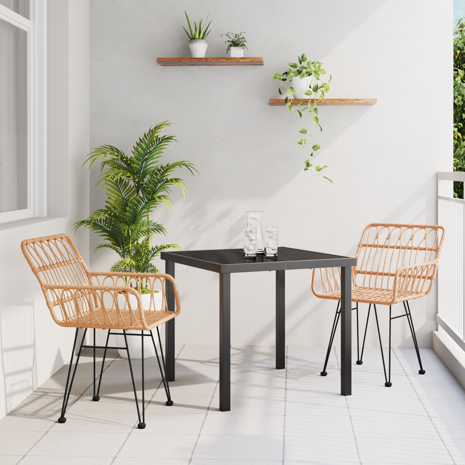 3-delt hage spisesett brunt poly rattan