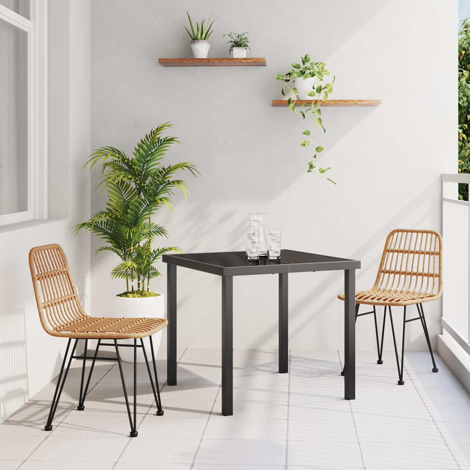 3-delt hage spisebordsett Brunt Poly Rattan