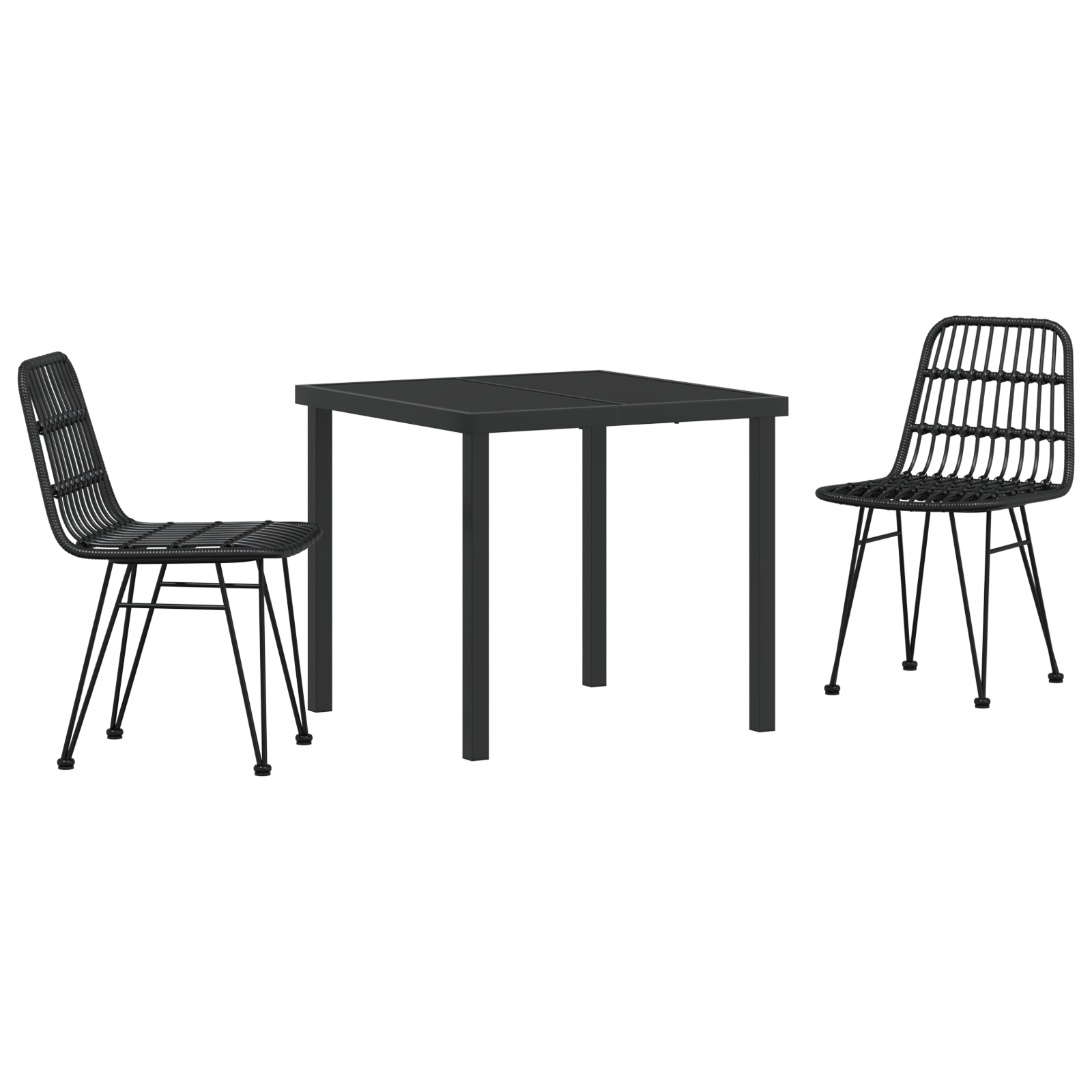 3-delt hage spisesett svart poly rattan
