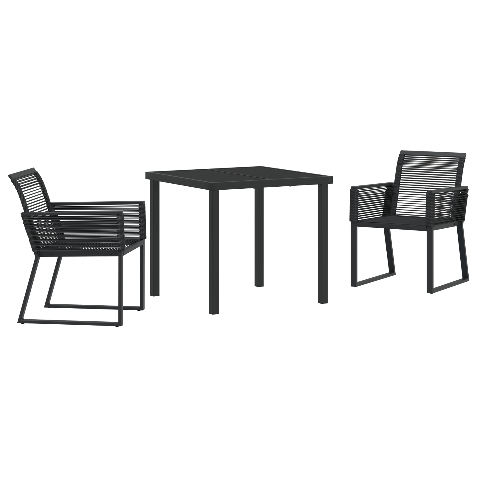 3-delers hagemøbelsett Svart Poly Rattan