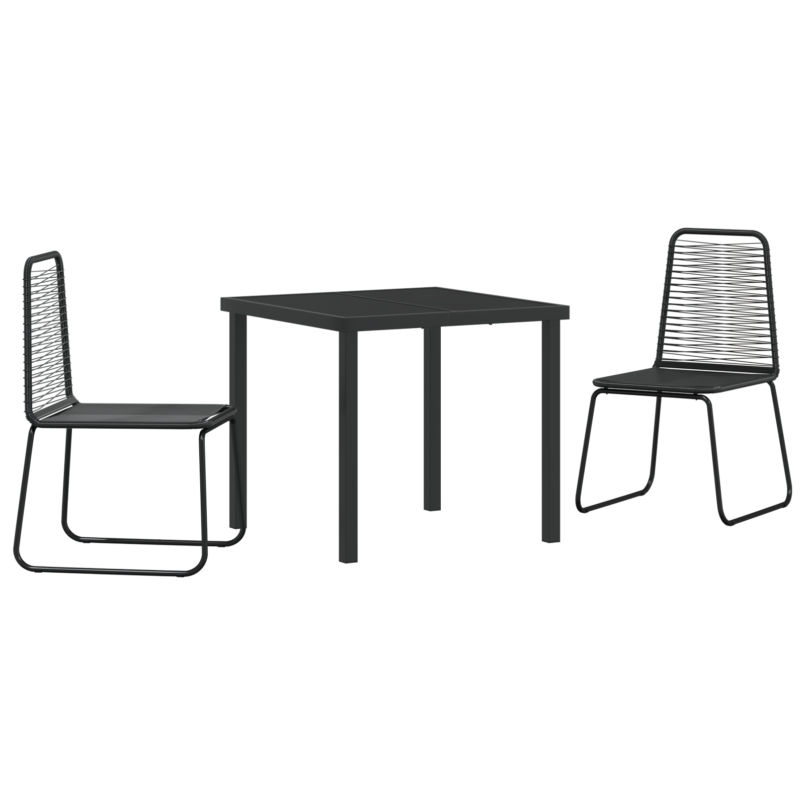 3 Delt Hage Spisestue Sett Svart Poly Rotang