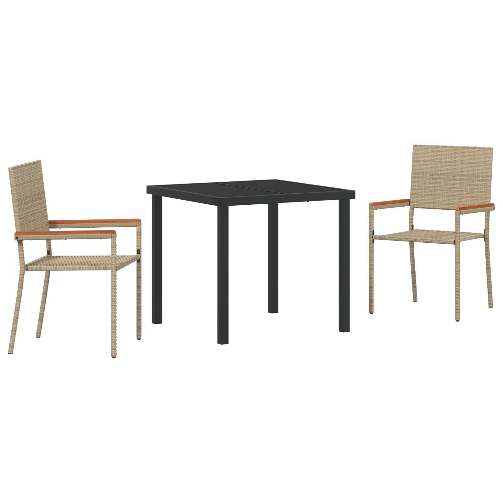 3 Delt Hagespisebord Sett Beige Poly Rottning