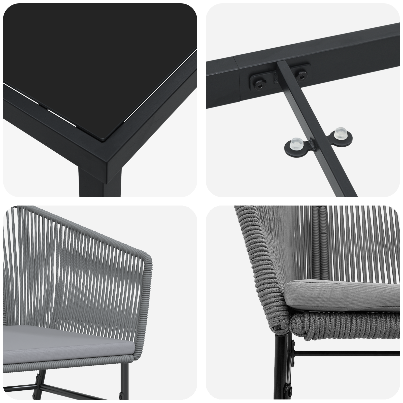 2-delt hage spisesett med puter Grå Poly Rattan