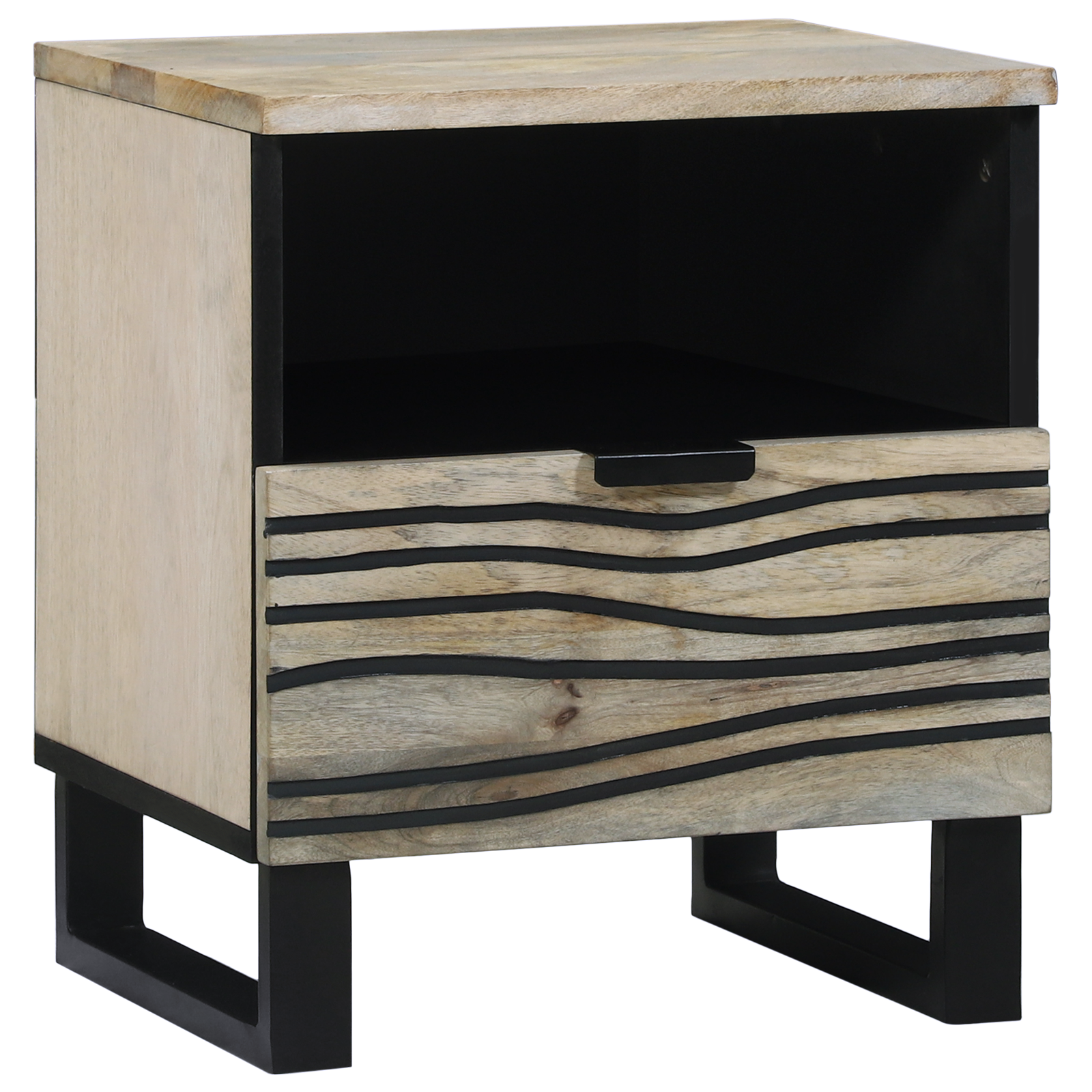 Nattbord med skuff 2 pcs Hvit og svart 40 x 33 x 46 cm