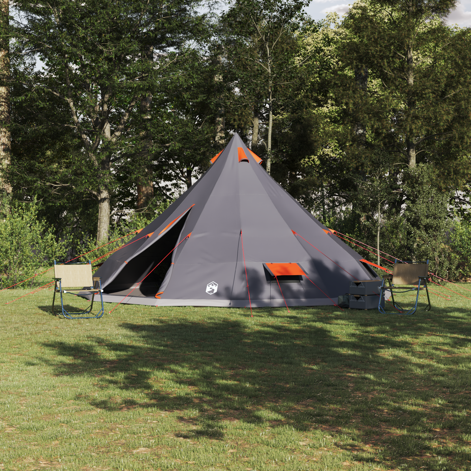Familietelt Tipi Grå og Oransje 12-personers Vanntett