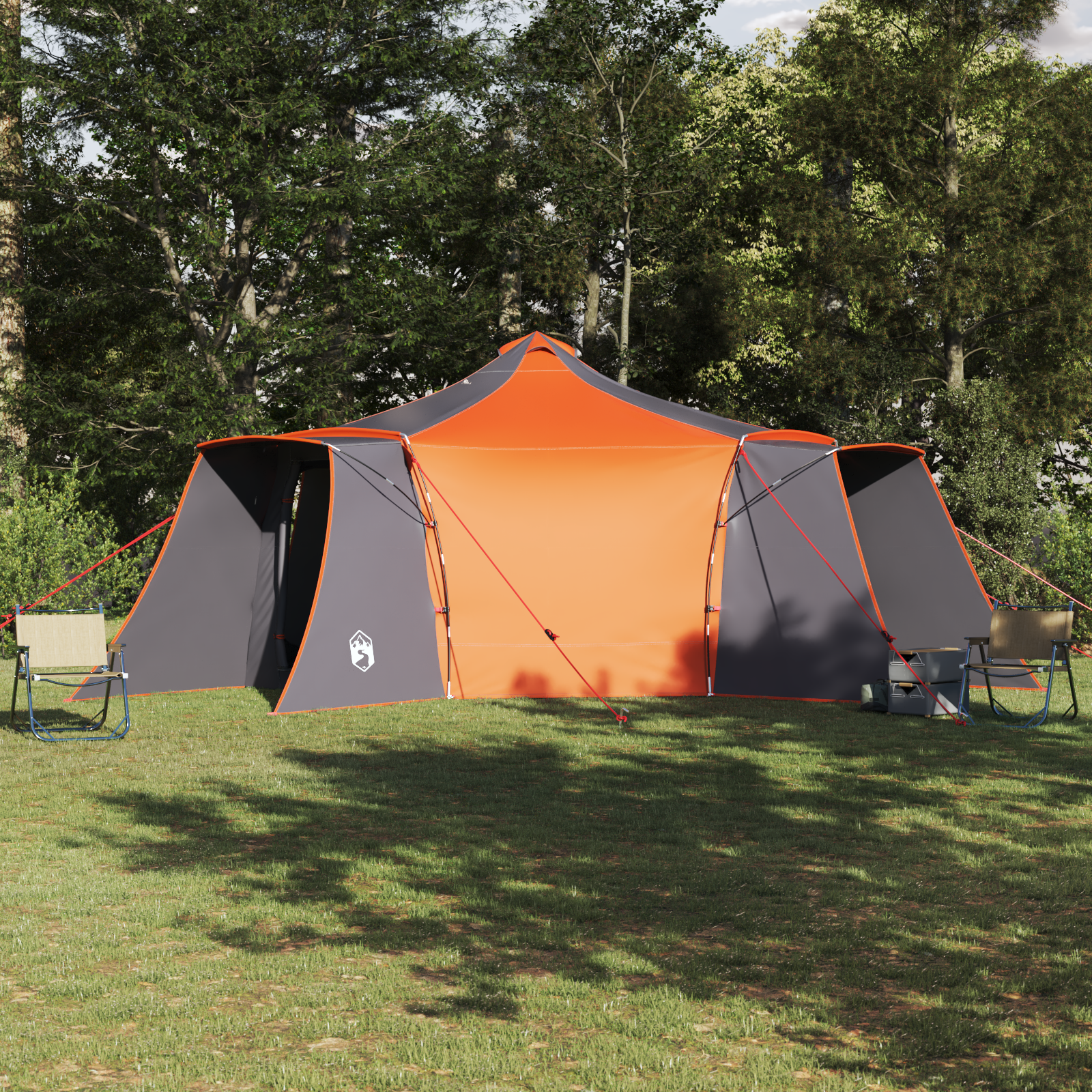 Telt med tak med luftventil Grå og Oransje 492 x 492 x 275 cm Polyester