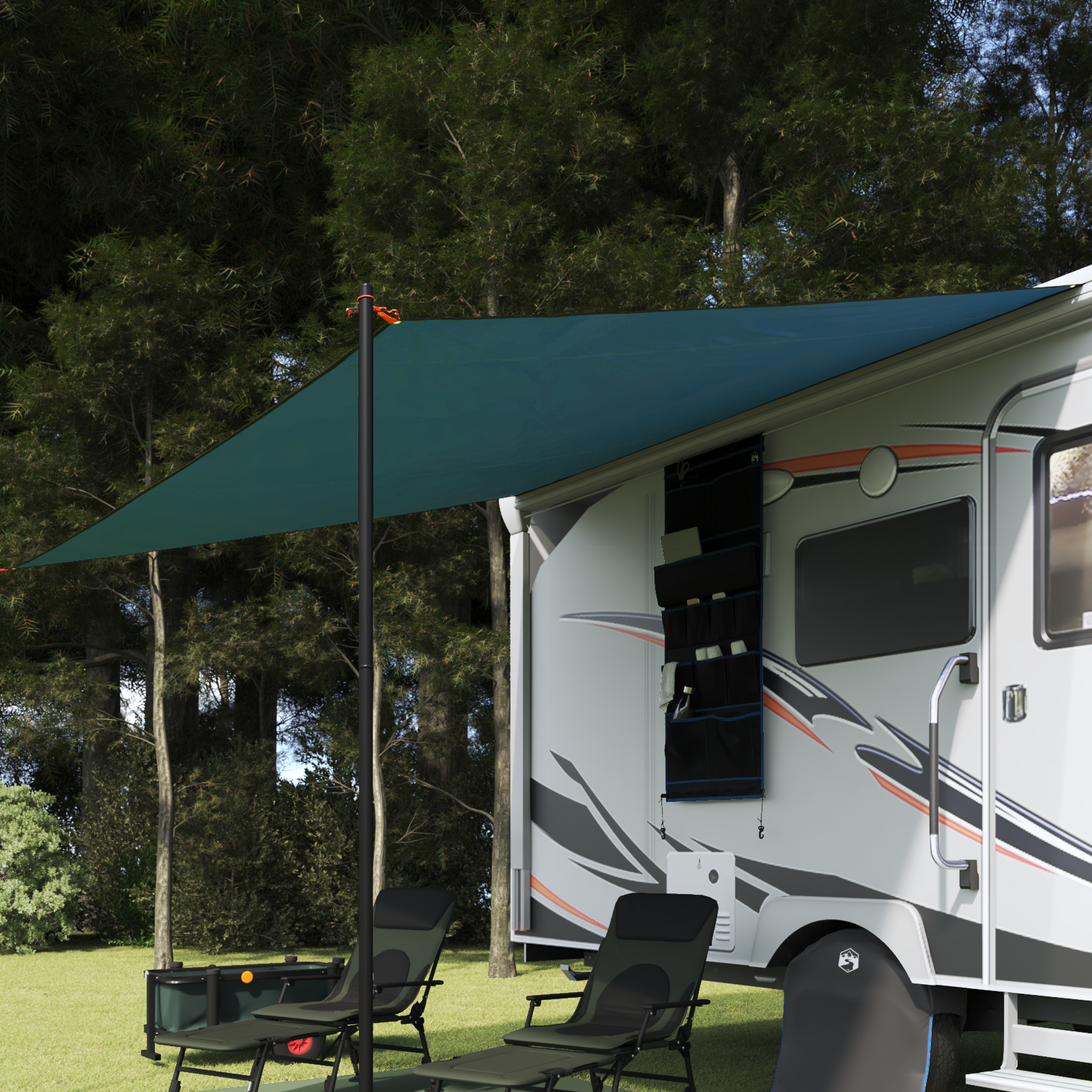 Blå Campingmarkise 350 x 240 cm - Vanntett