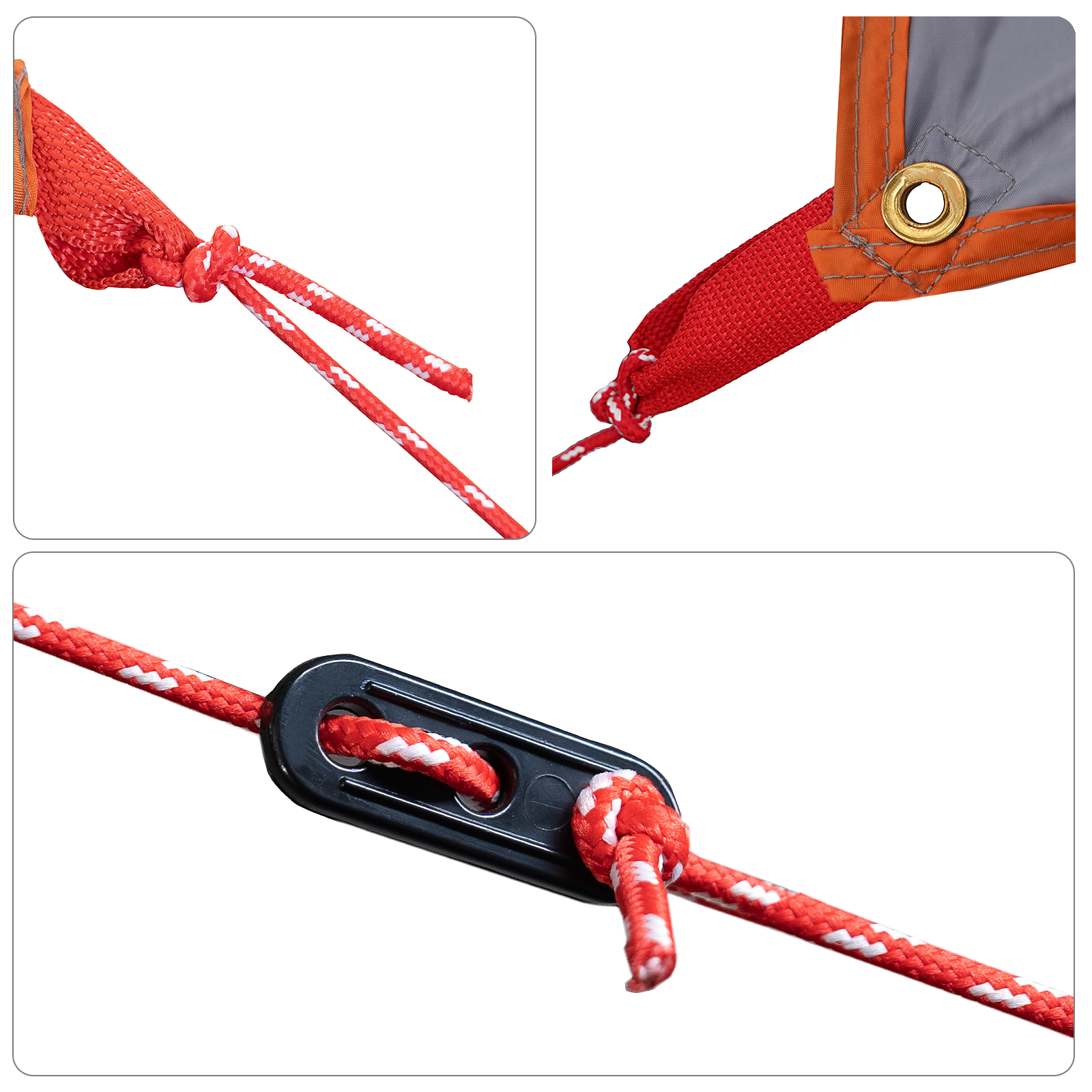 Caravanmarkise i grå og oransje - 350 x 240 cm, vanntett.