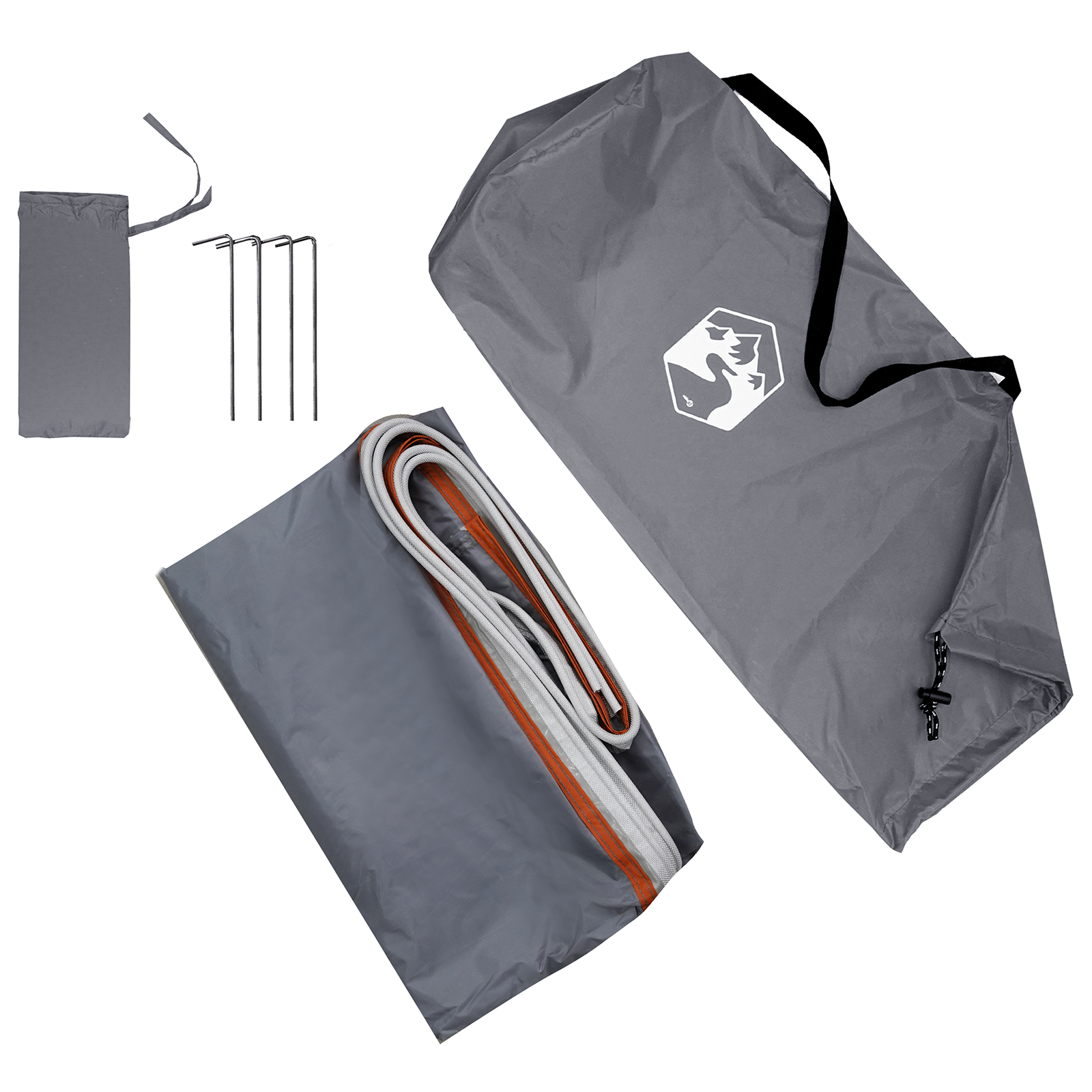 Caravanmarkise i grå og oransje - 350 x 240 cm, vanntett.