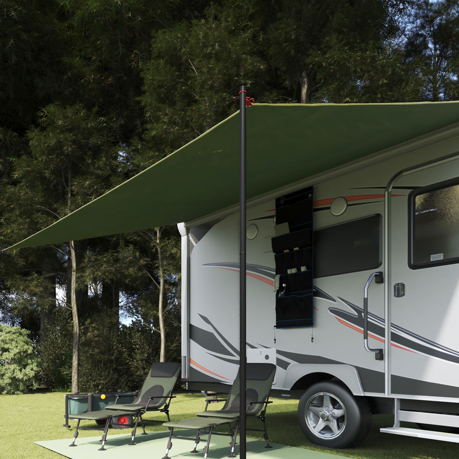 Camping Markise Grønn 460x240 cm - Vanntett og klar for utendørsbruk.