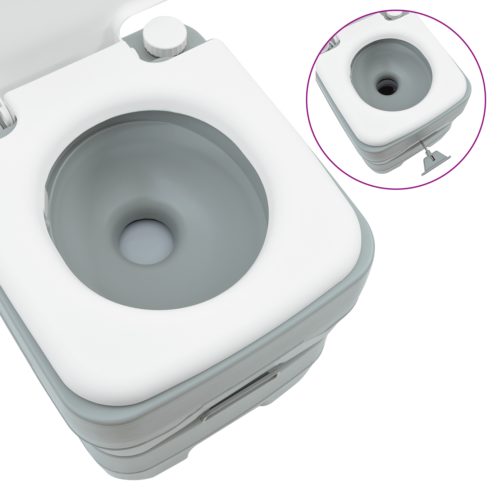 Campingbord grå kropp+hvit lokk+kult grå