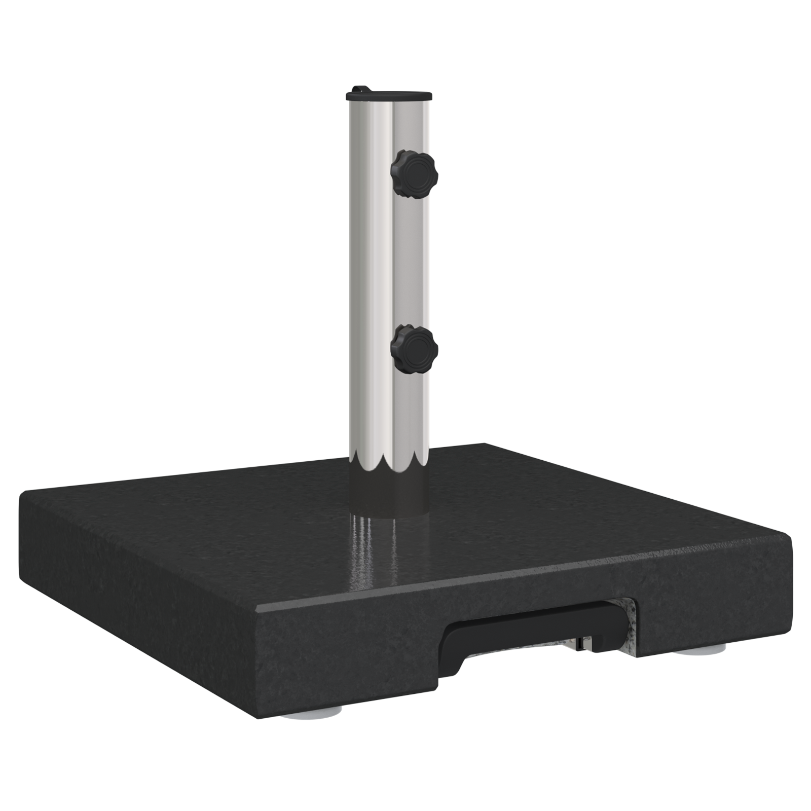 Parasollbase med hjul og håndtak Svart granitt 29 kg Firkantet