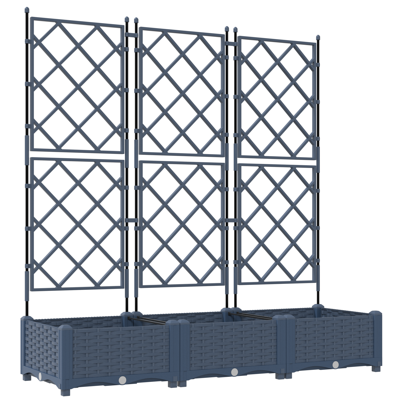Hagepotte med klatrestativ 3 pcs Grå 120 x 40 x 125.5 cm PP