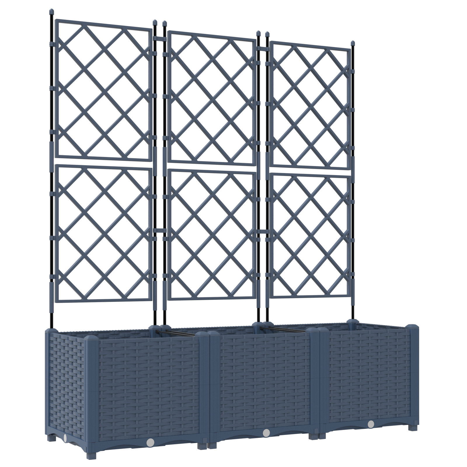 Hagepotte med klatrestativ 3 pcs Grå 120 x 40 x 143 cm PP