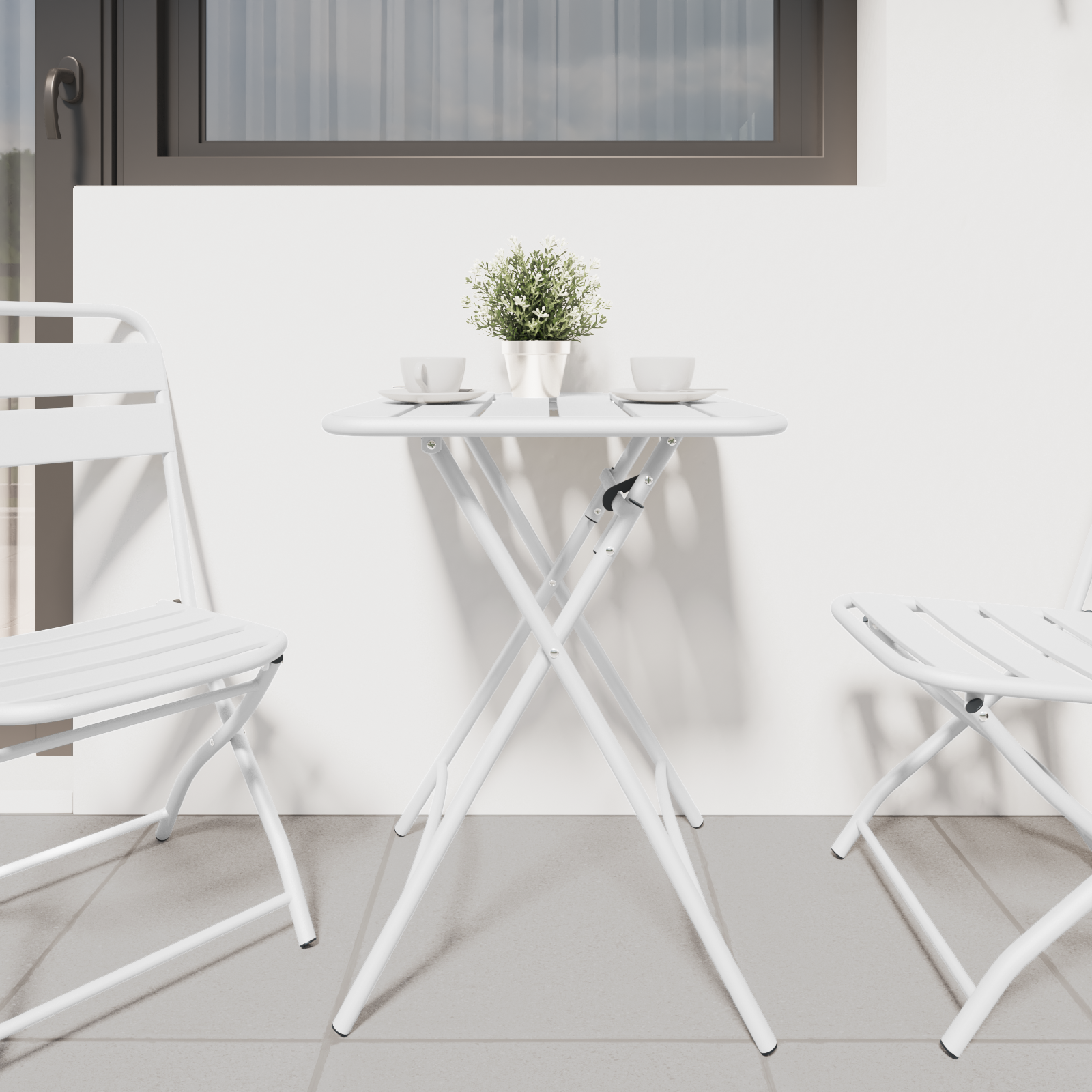 Sammenleggbart Hagebord Hvit 55x55x73 cm Stål