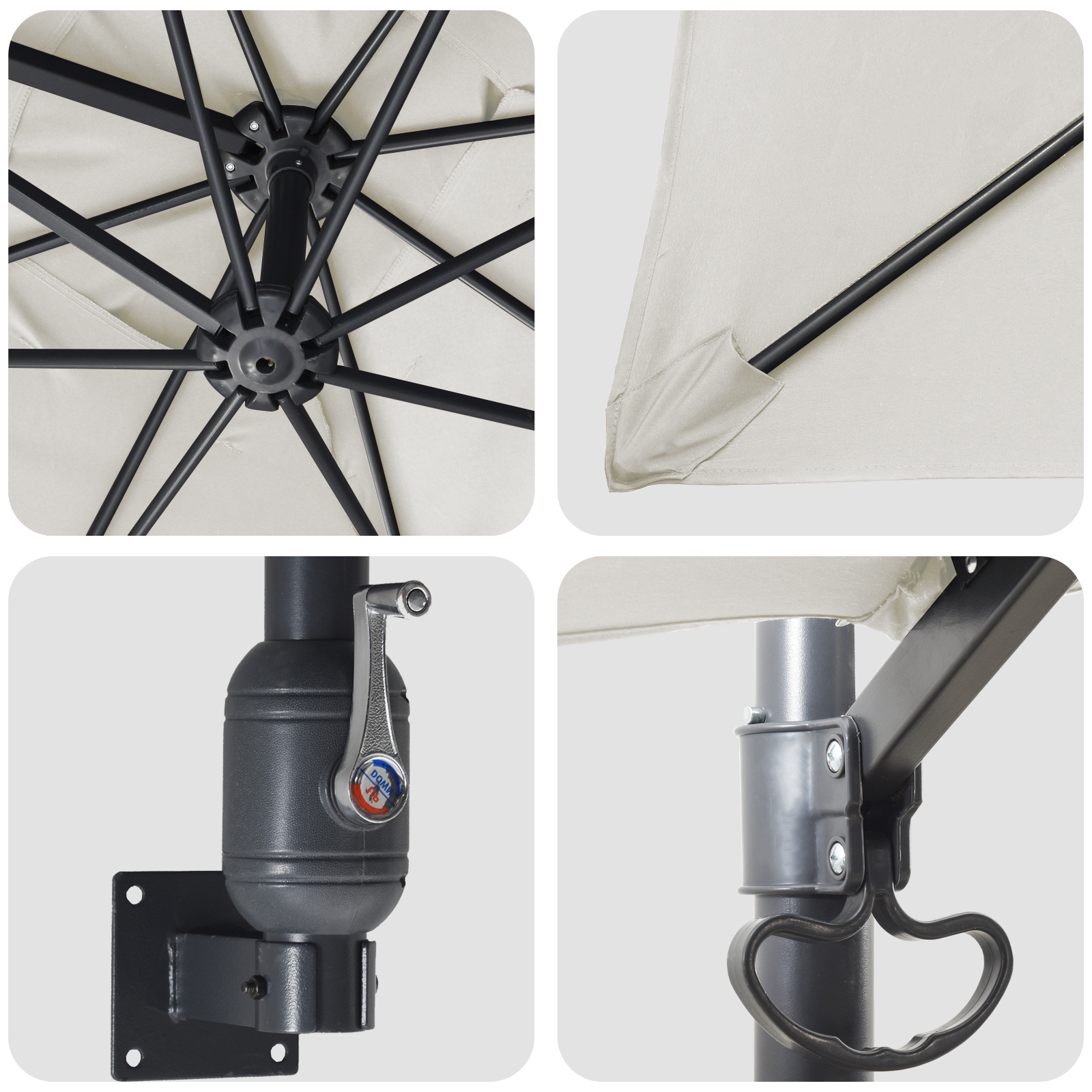 Uteplassparasoll Sand Polyester, Aluminium Stor Sammenleggbar