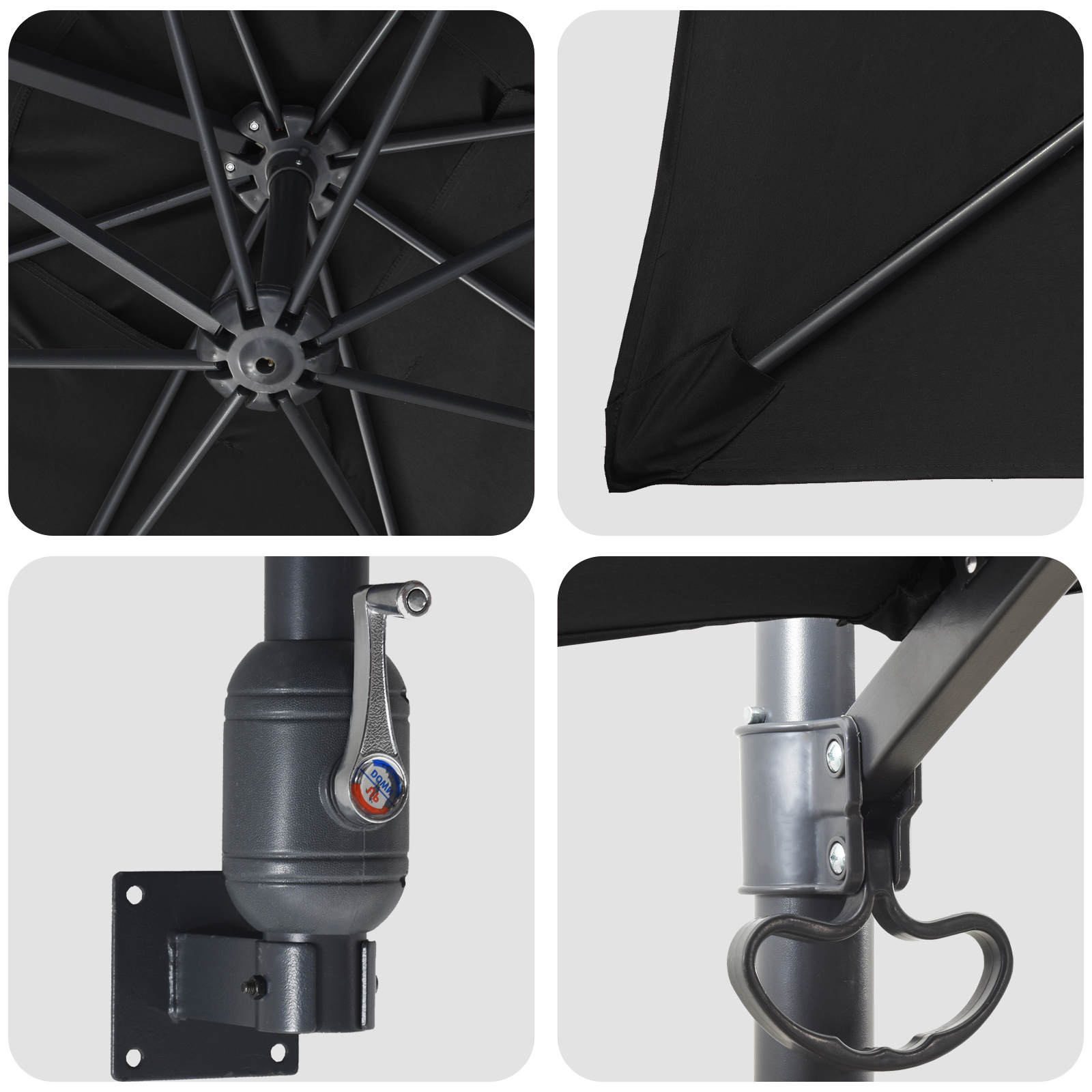 Uteplassparasoll Svart Polyester, Stål Stor Vippbar