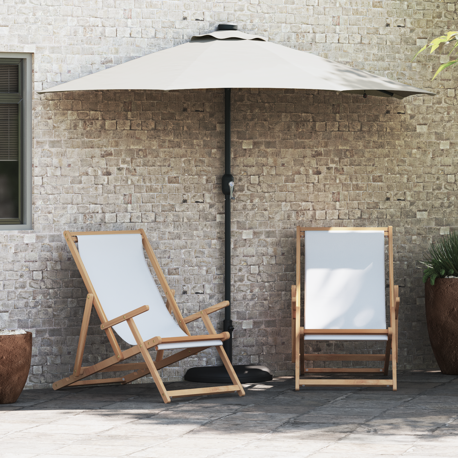 Hageparasol sand 294 x 150 x 223 cm stoff