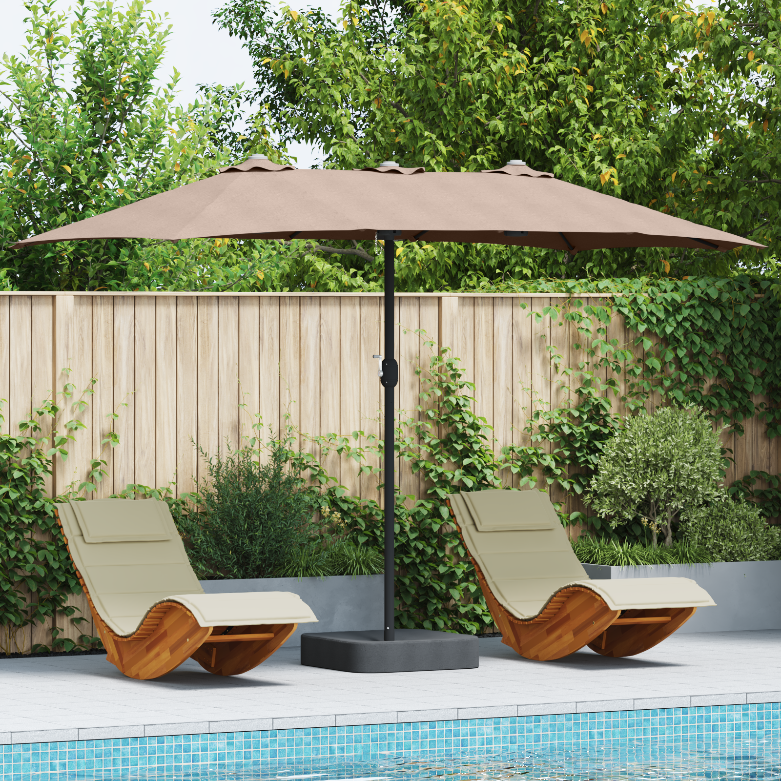 Hageparasol Gråbrun 385 x 209 x 244 cm stoff