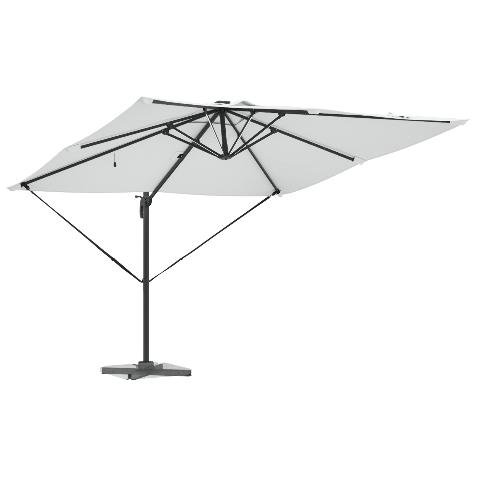 cantilever Roma parasoll med LED-lys Sand 286x285x270 cm Aluminium