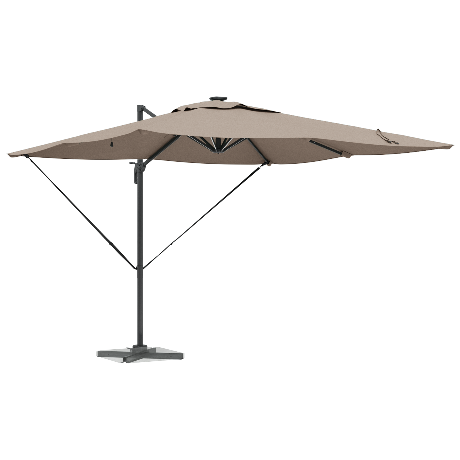 Cantilever Roma parasoll med LED-lamper Taupe 286x285x270 cm Aluminium