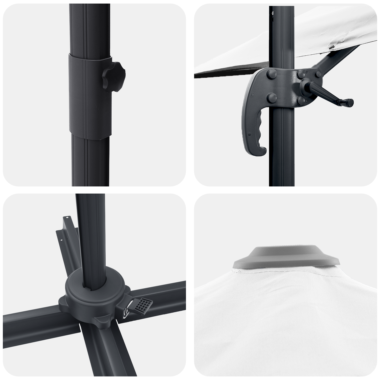 Cantilever-parasoll Sand Polyester Stor Justerbar