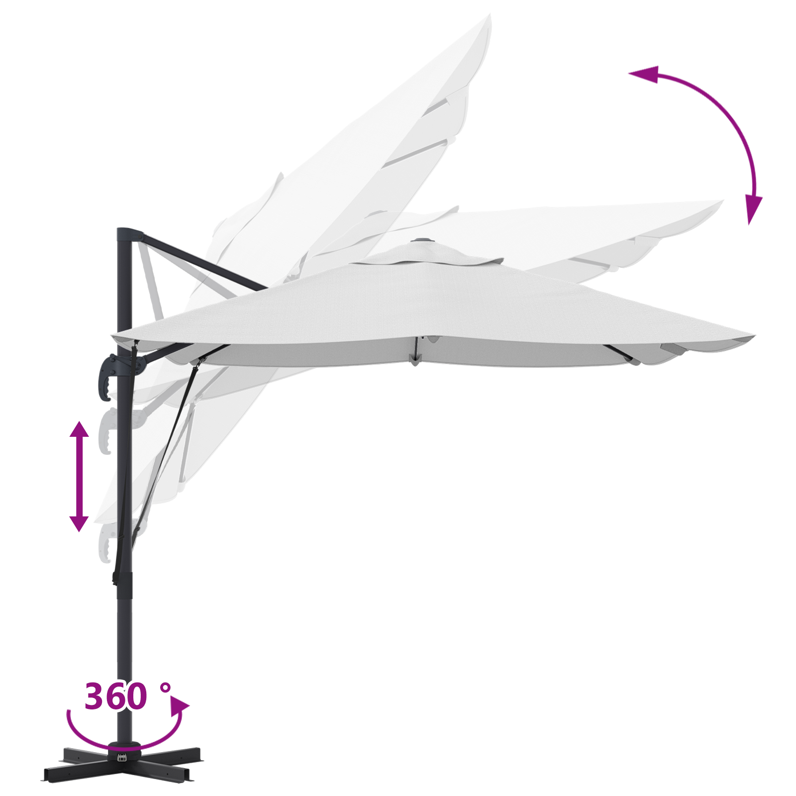 Cantilever-parasoll Sand Polyester Stor Justerbar