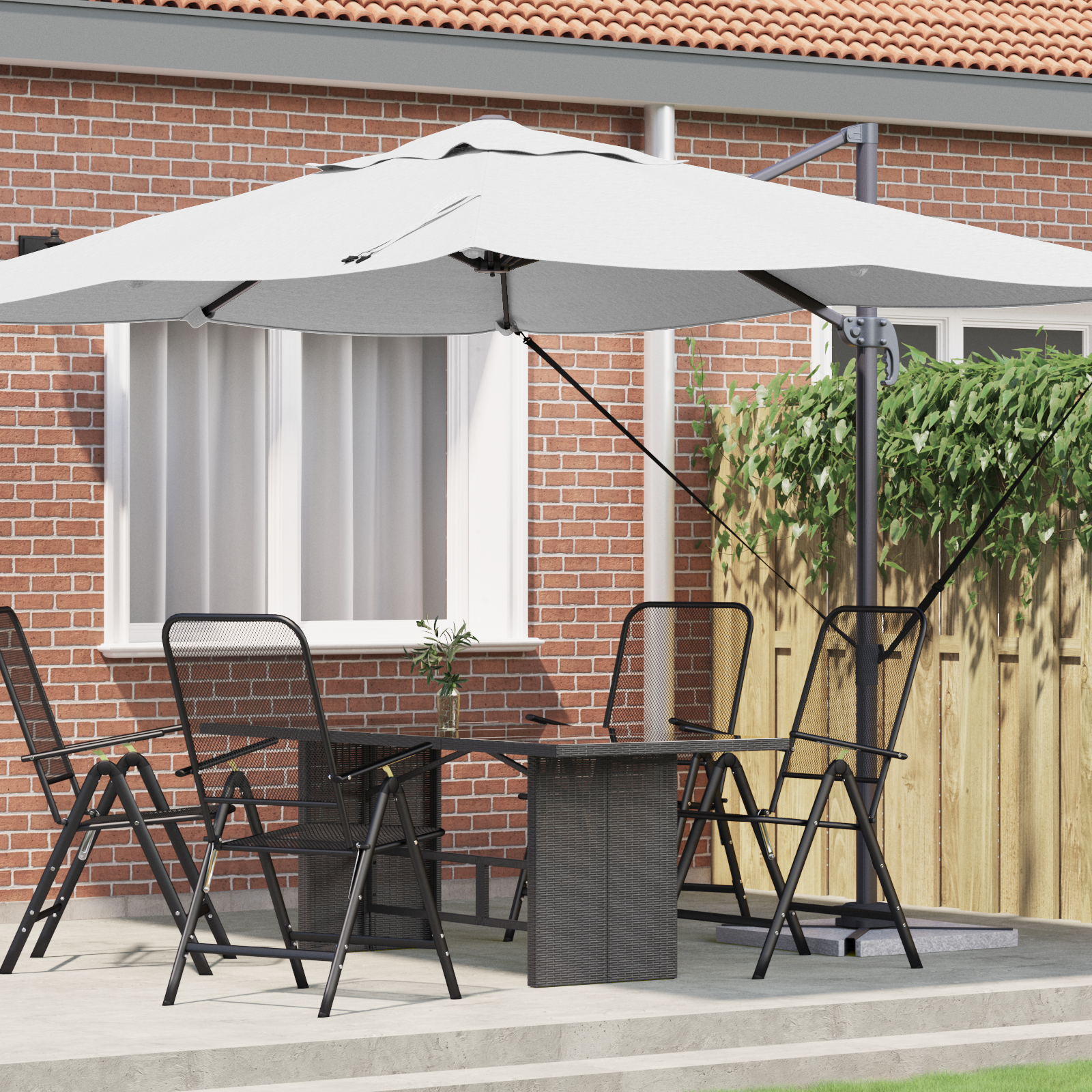 Cantilever-parasoll Sand Polyester Stor Justerbar