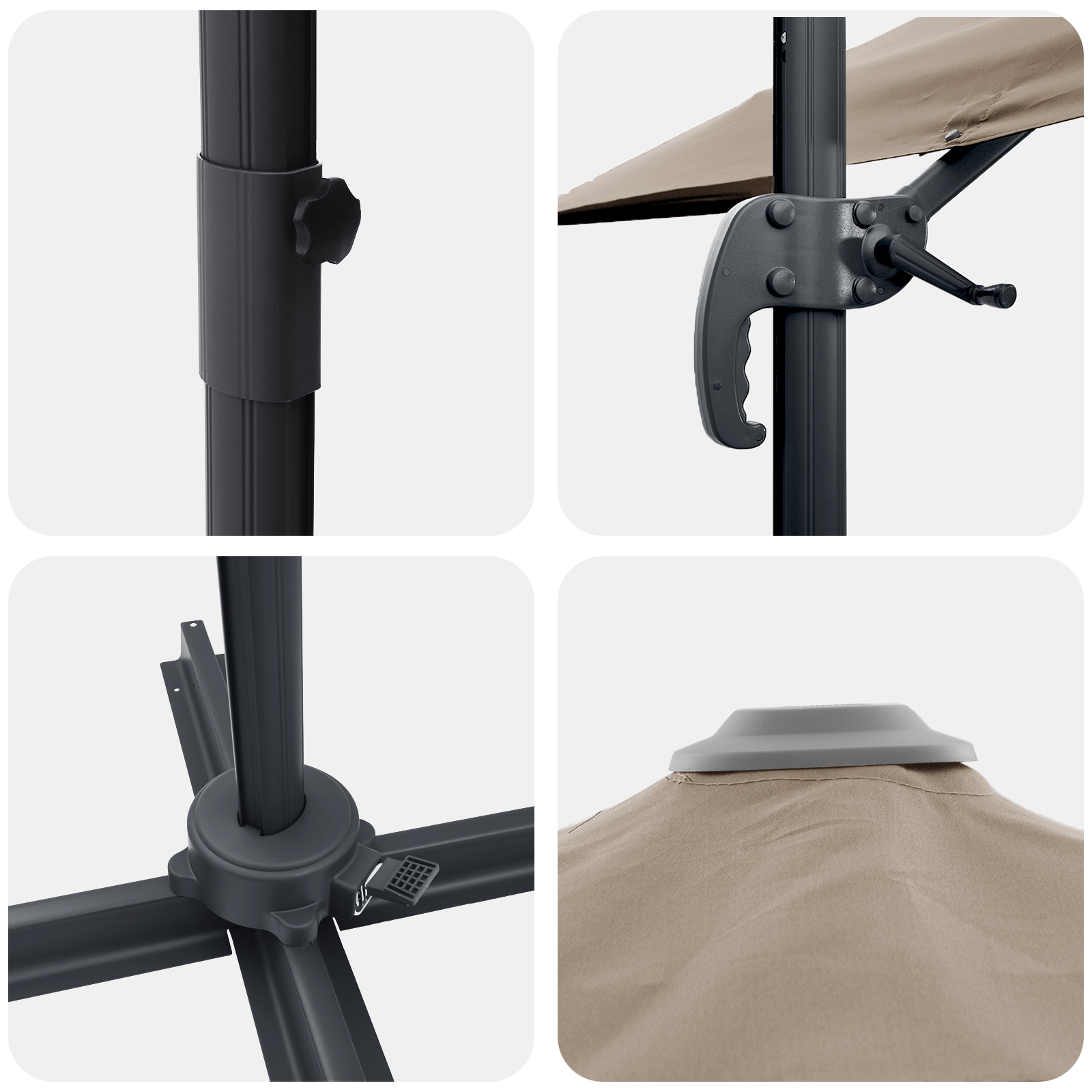 Cantilever Parasoll Taupe Polyester Stor Sammenleggbar