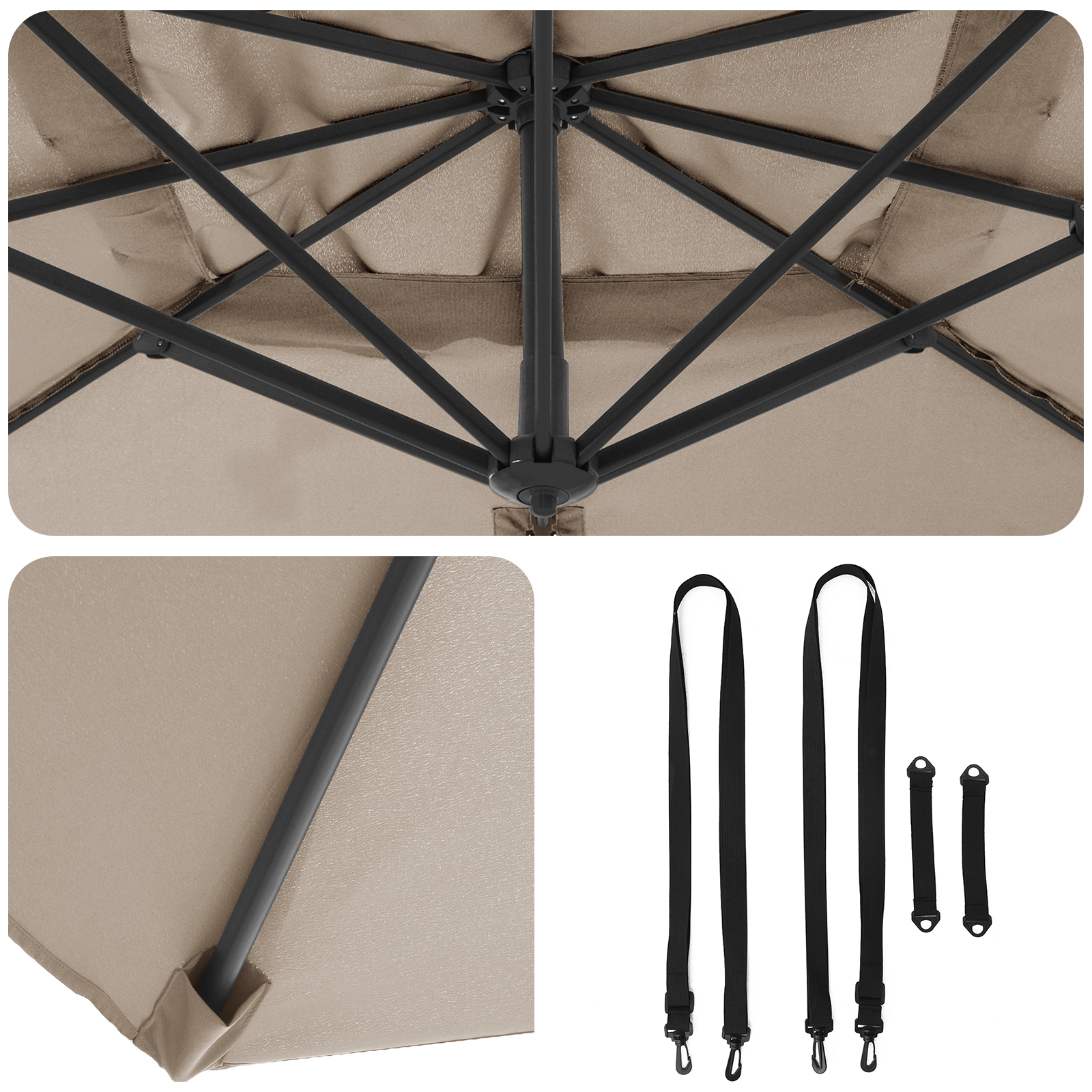 Cantilever Parasoll Taupe Polyester Stor Sammenleggbar