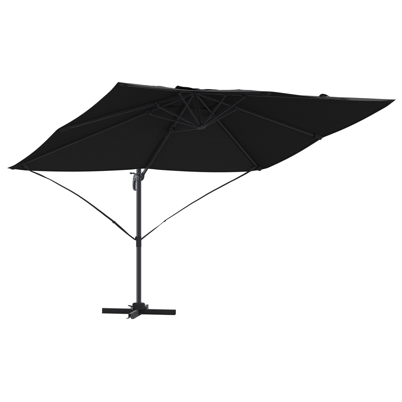 Cantilever Parasoll Svart Polyesterbaldakin med metallramme Stor