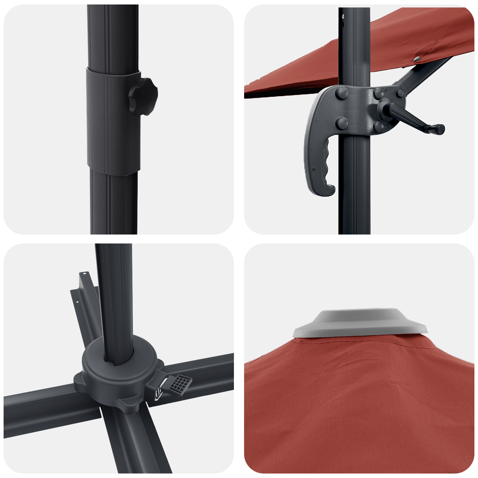 Cantilever Parasoll Terracotta Polyester, Stål Stor