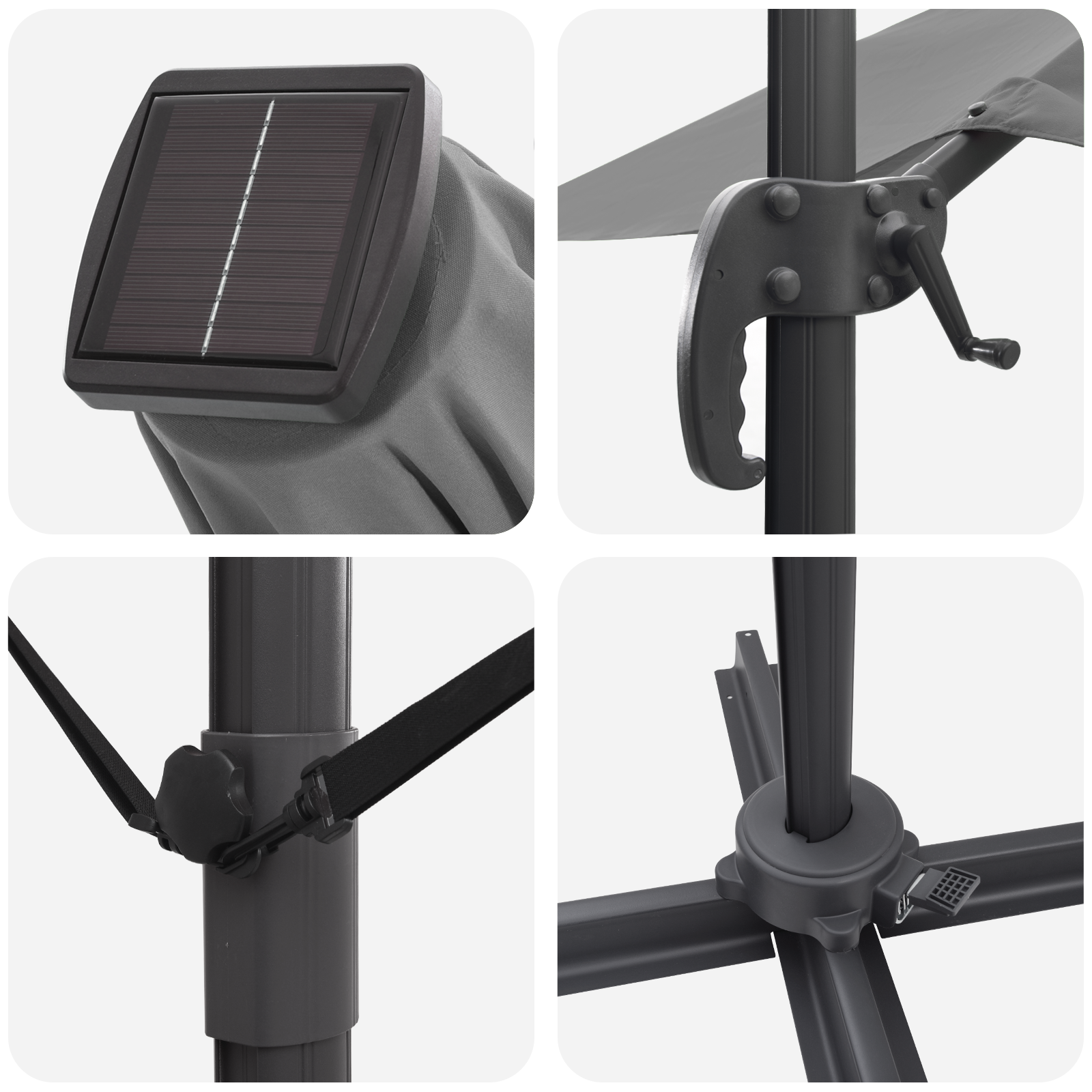 Cantilever Parasoll - Antrasitt Antrasitt Polyester Stor