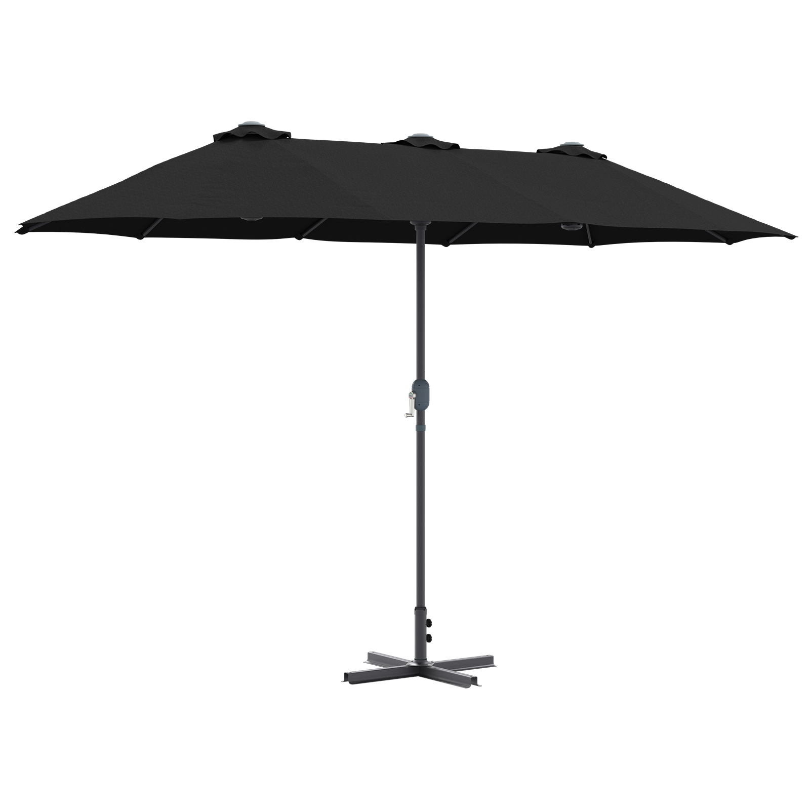 Hageparasol Svart 380 x 196 x 235 cm Pulverlakkert stål