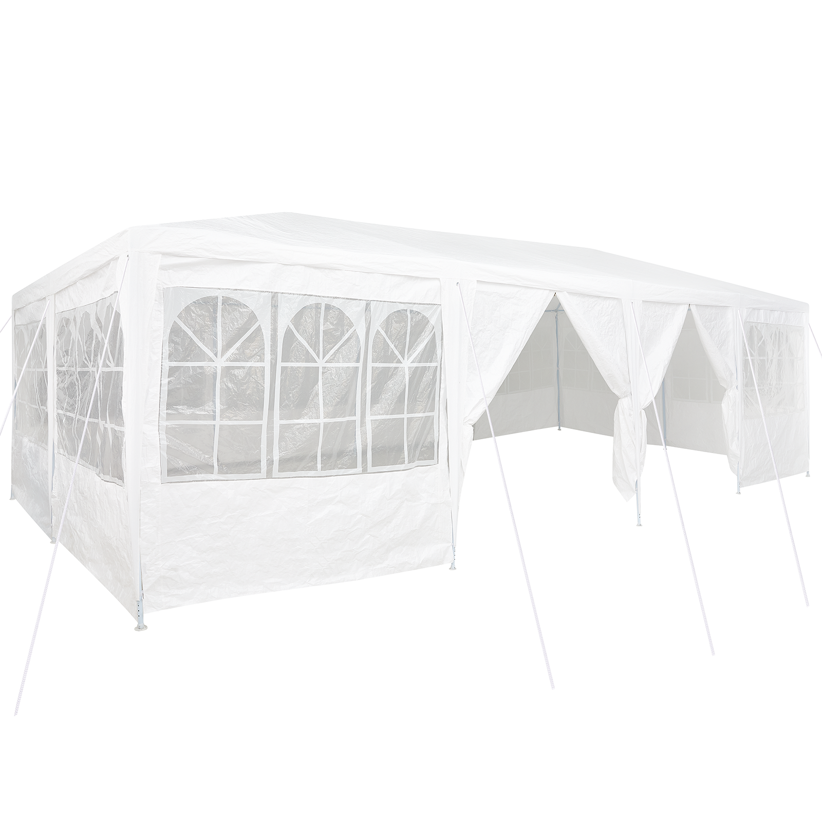 partytelt med 12 sidevegger Hvit 8x4 m PE