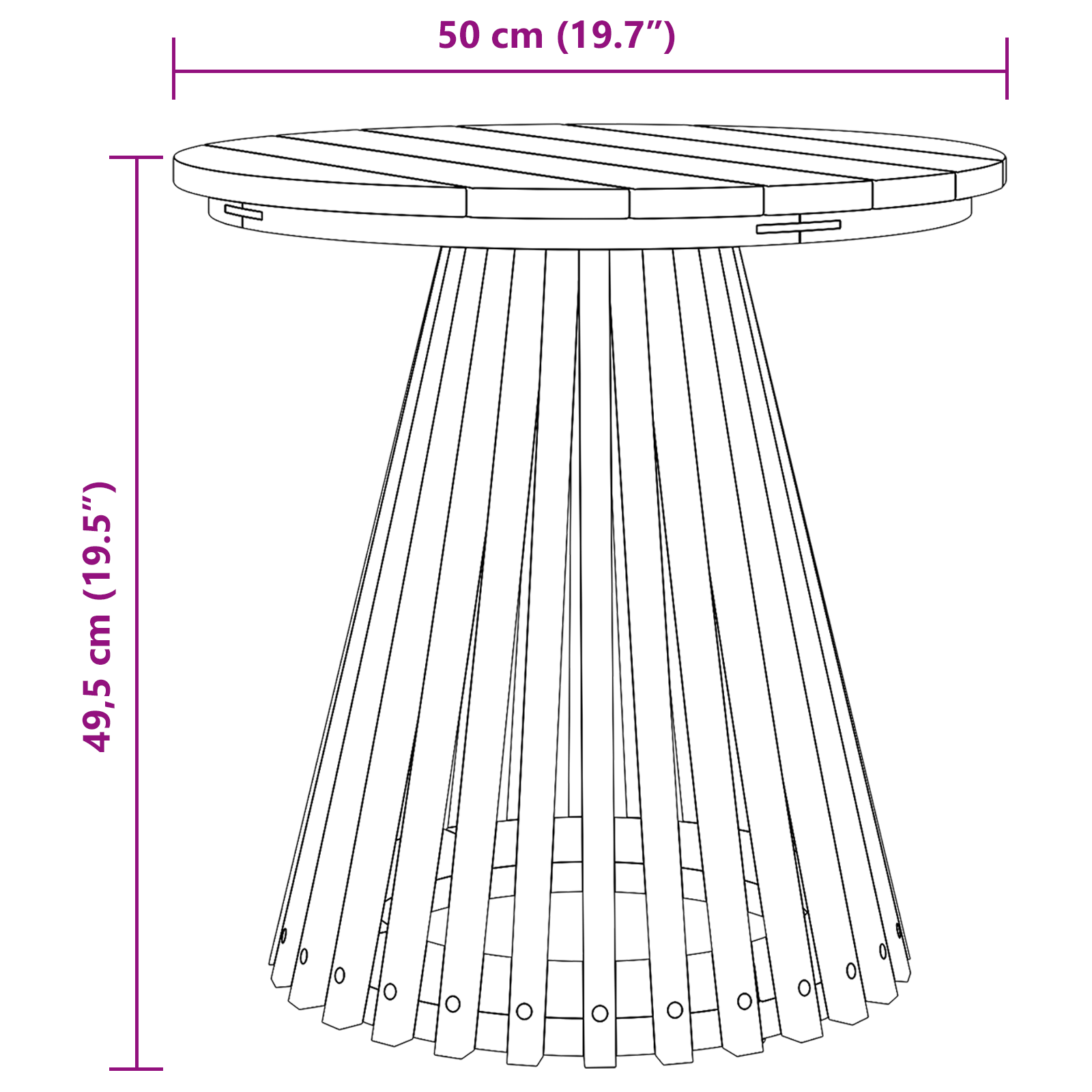Hagebord Ø50x49.5 cm Solid teaktre