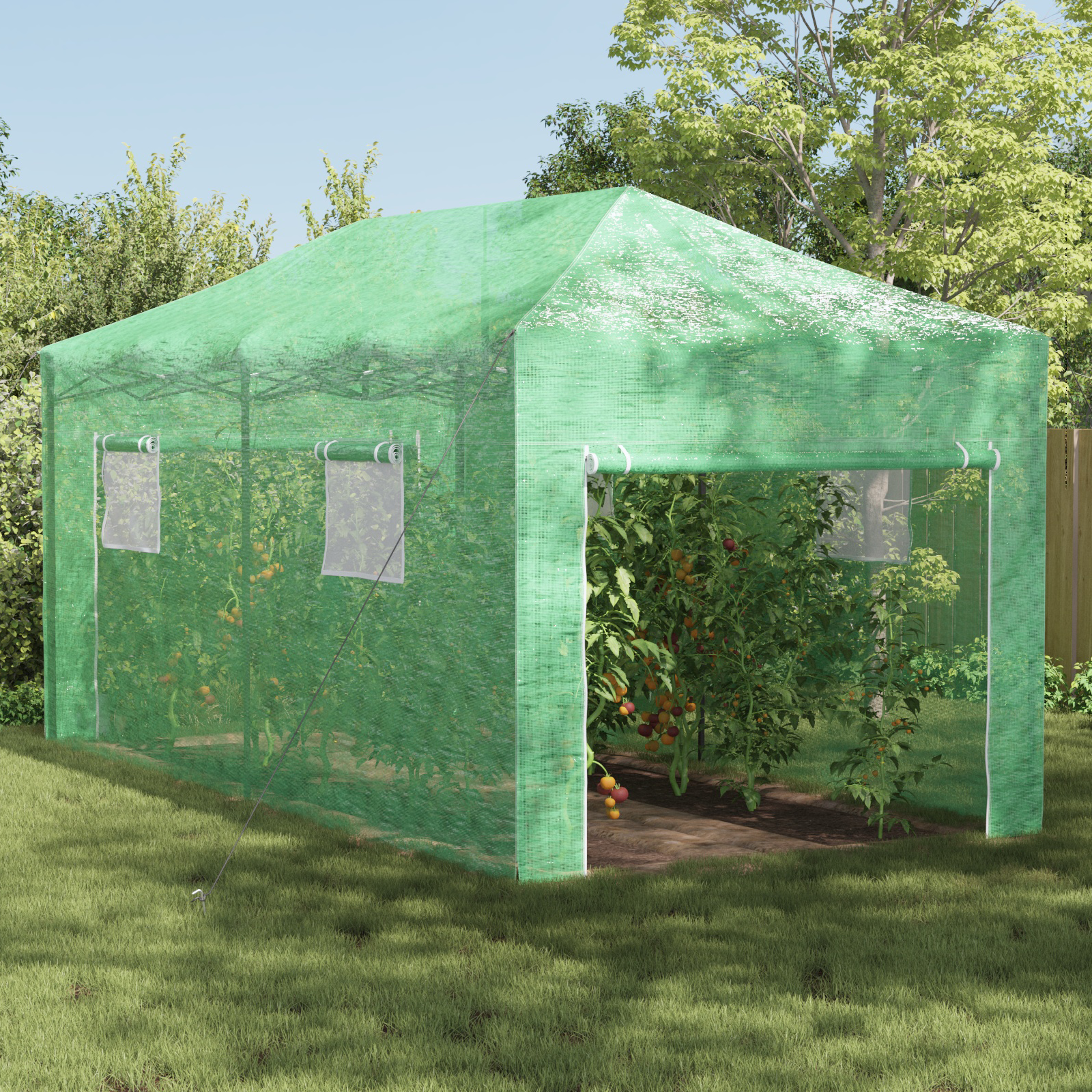 Pop-Up Drivhus – Grønn, 580 x 290 x 315 cm, Stål