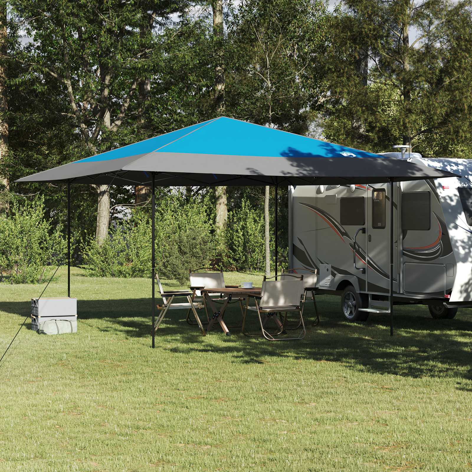 Canopy telt Blå 400 x 400 x 227 / 236 / 245 cm Oxford-stoff