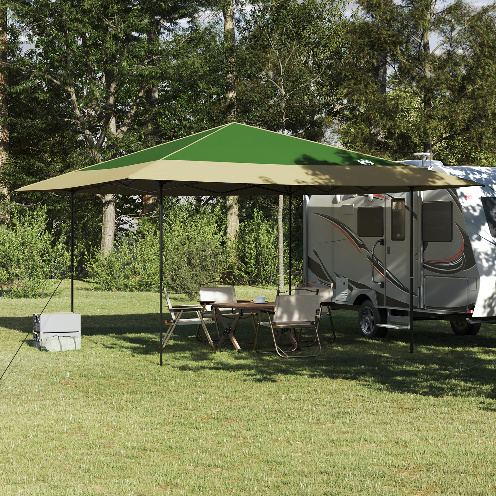 Canopy telt grønn 400 x 400 x 227 / 236 / 245 cm Oxford-stoff