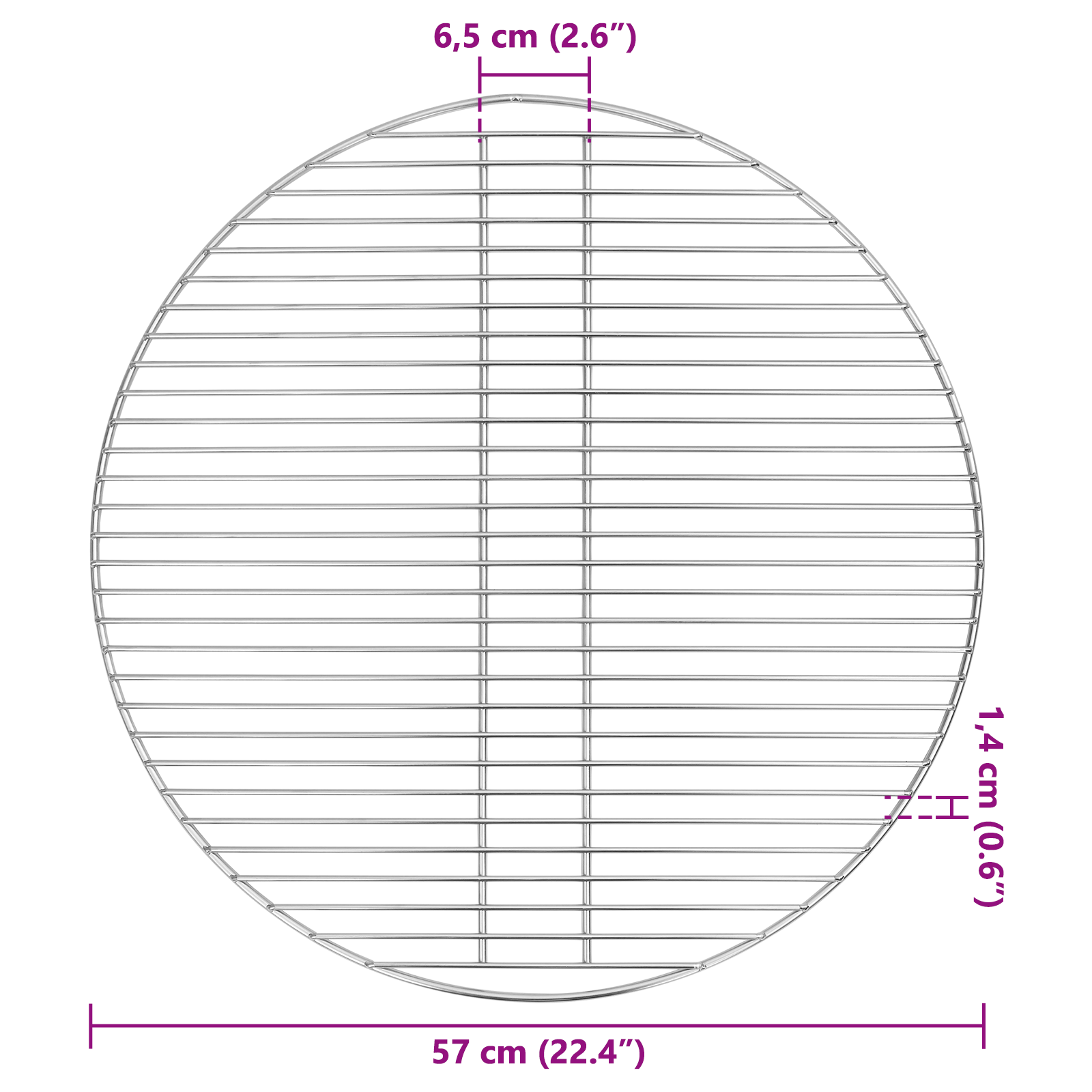 BBQ Grillrist Sølv Ø57 cm Rustfritt Stål