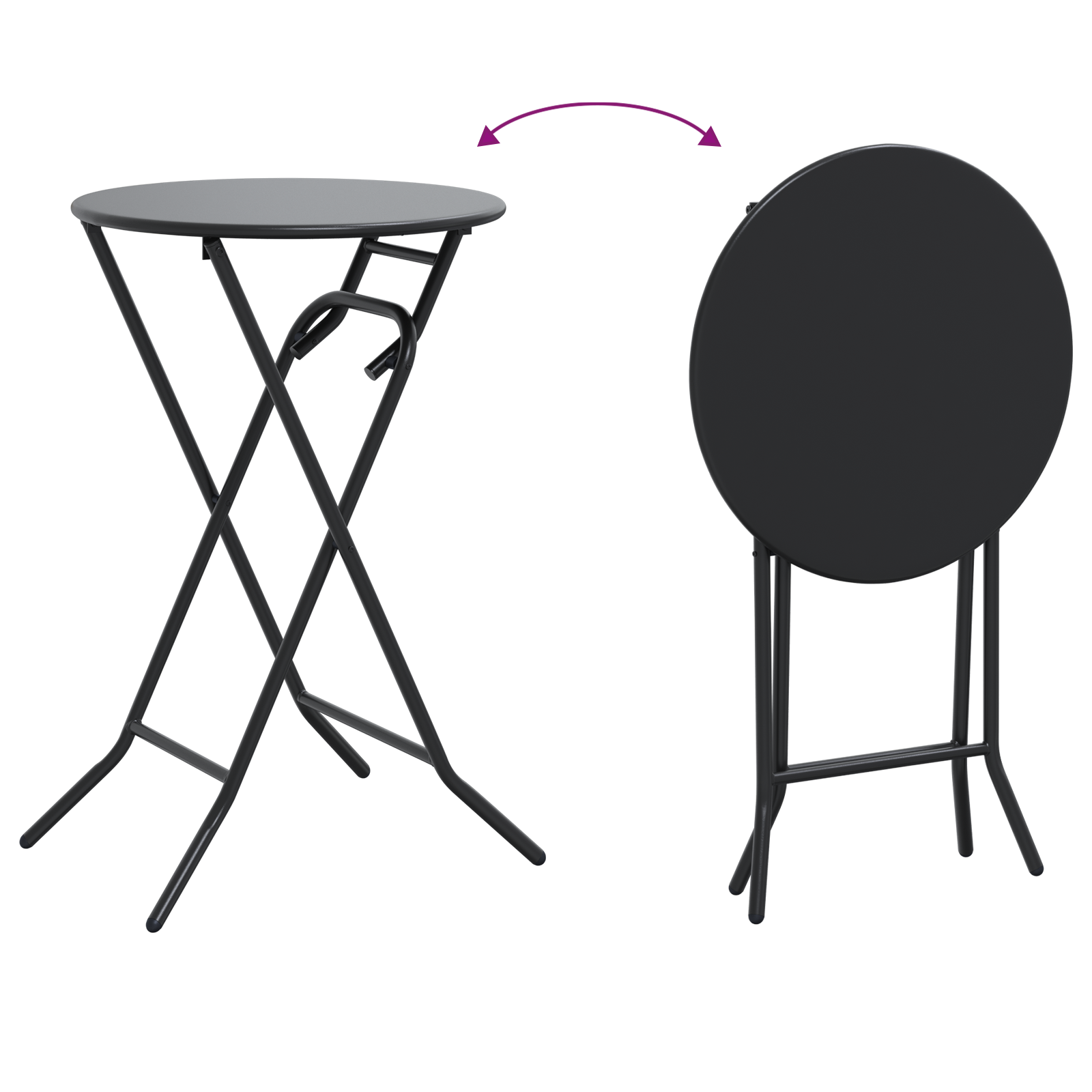 sammenleggbart hagebord Antrasitt Ø50x72 cm Stål