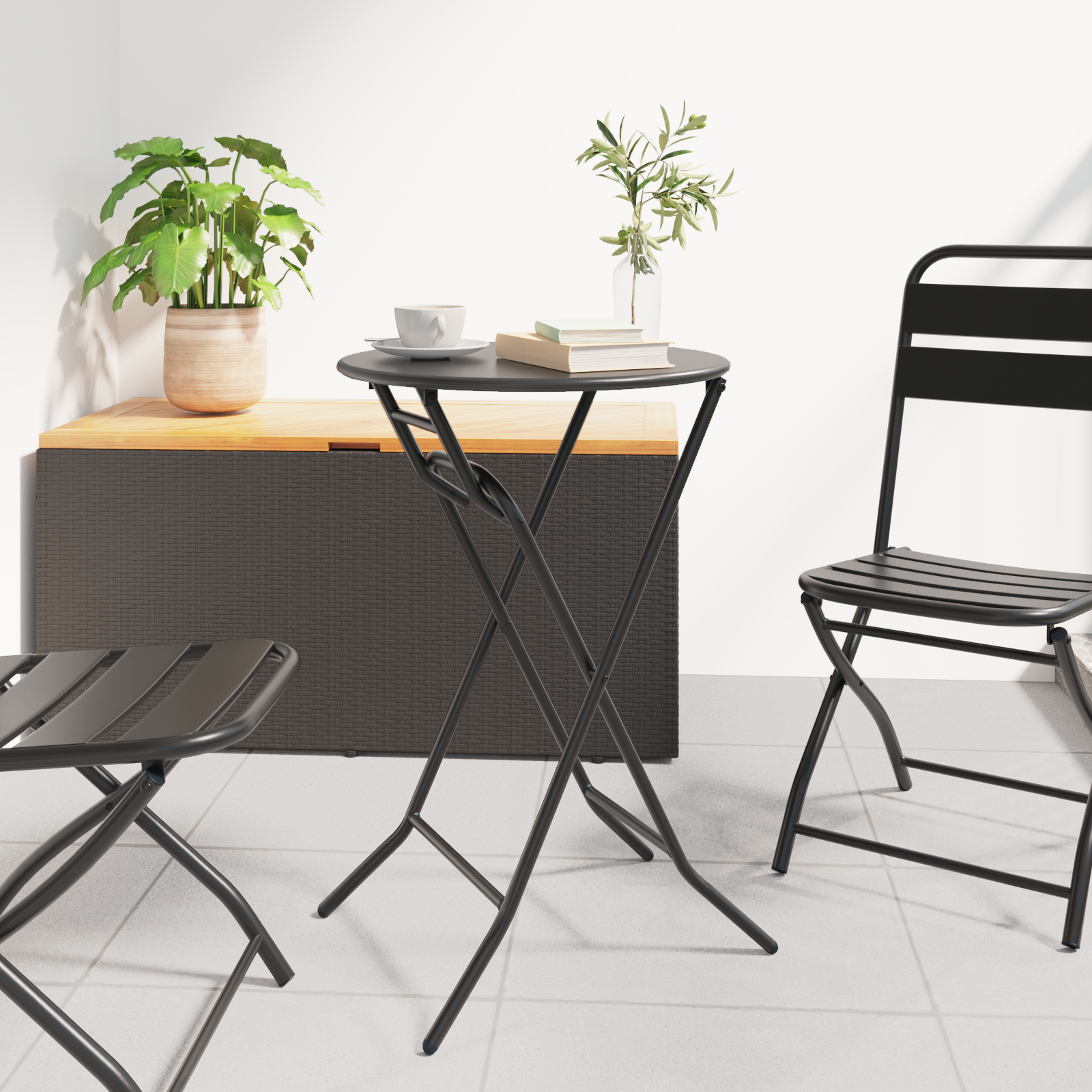 sammenleggbart hagebord Antrasitt Ø50x72 cm Stål