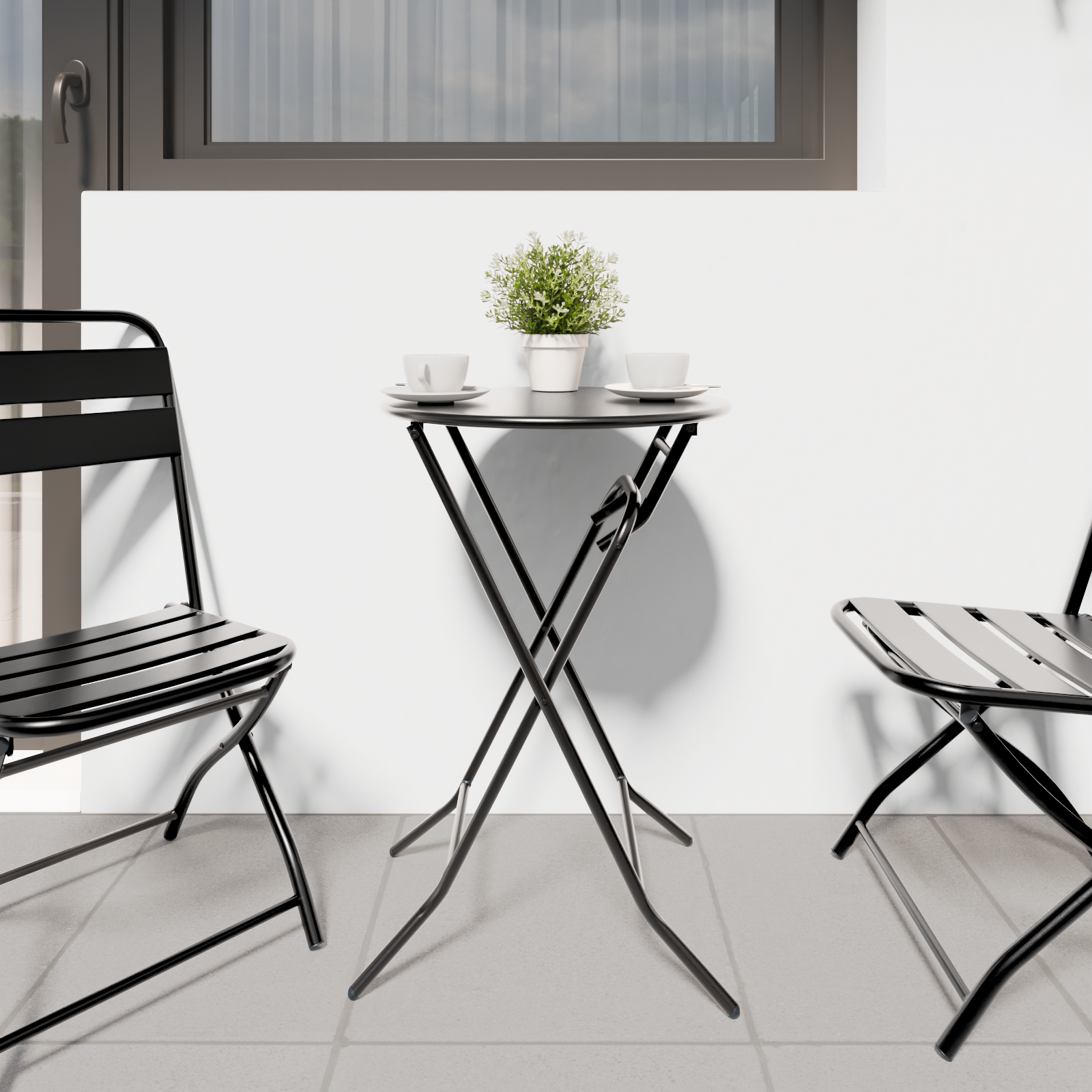 sammenleggbart hagebord Antrasitt Ø50x72 cm Stål