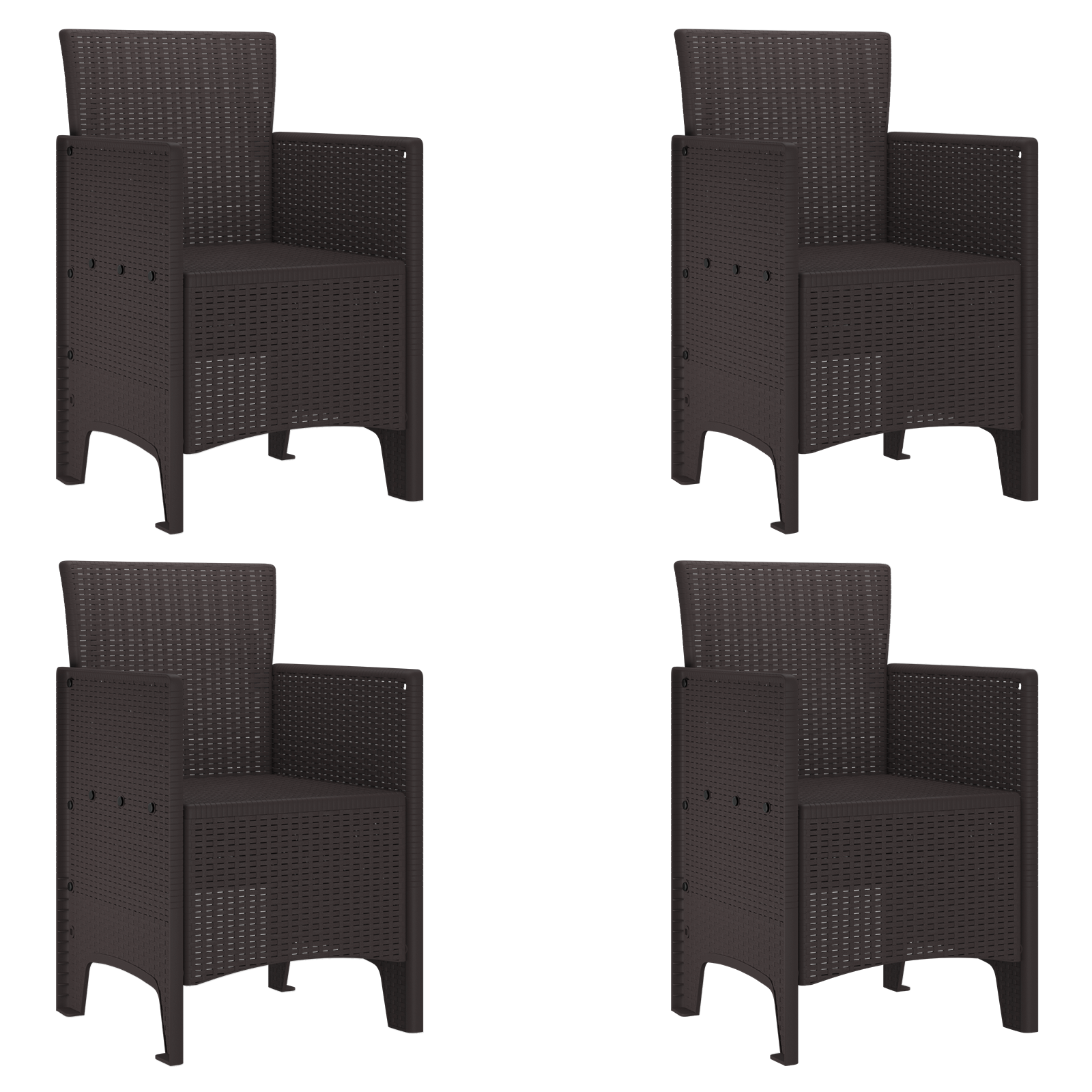 hagemøbler 4 stk Brun Poly Rattan