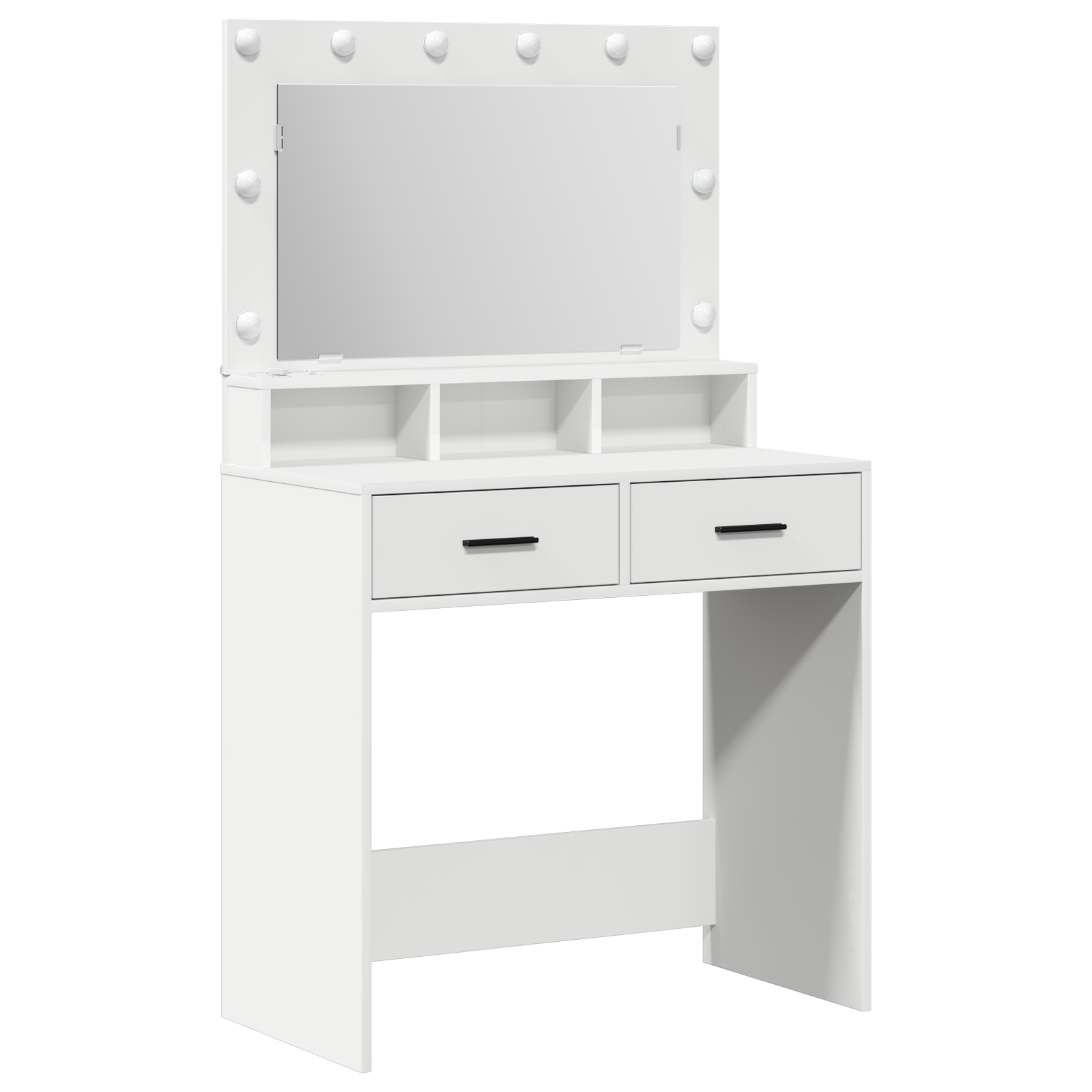 Sminkebord med LED-lys, Hvit, 79x41x135 cm