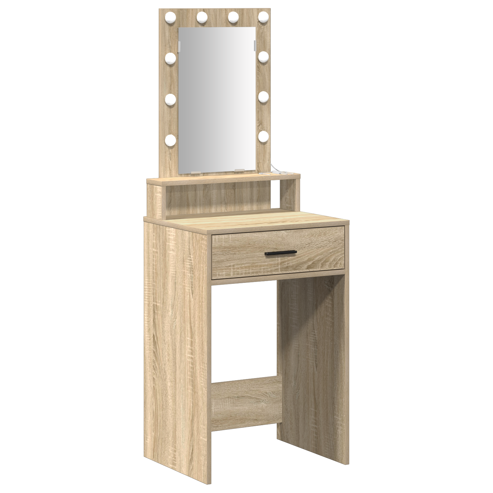 sminkebord med LED-lamper - Sonoma eik - 50x41x140 cm