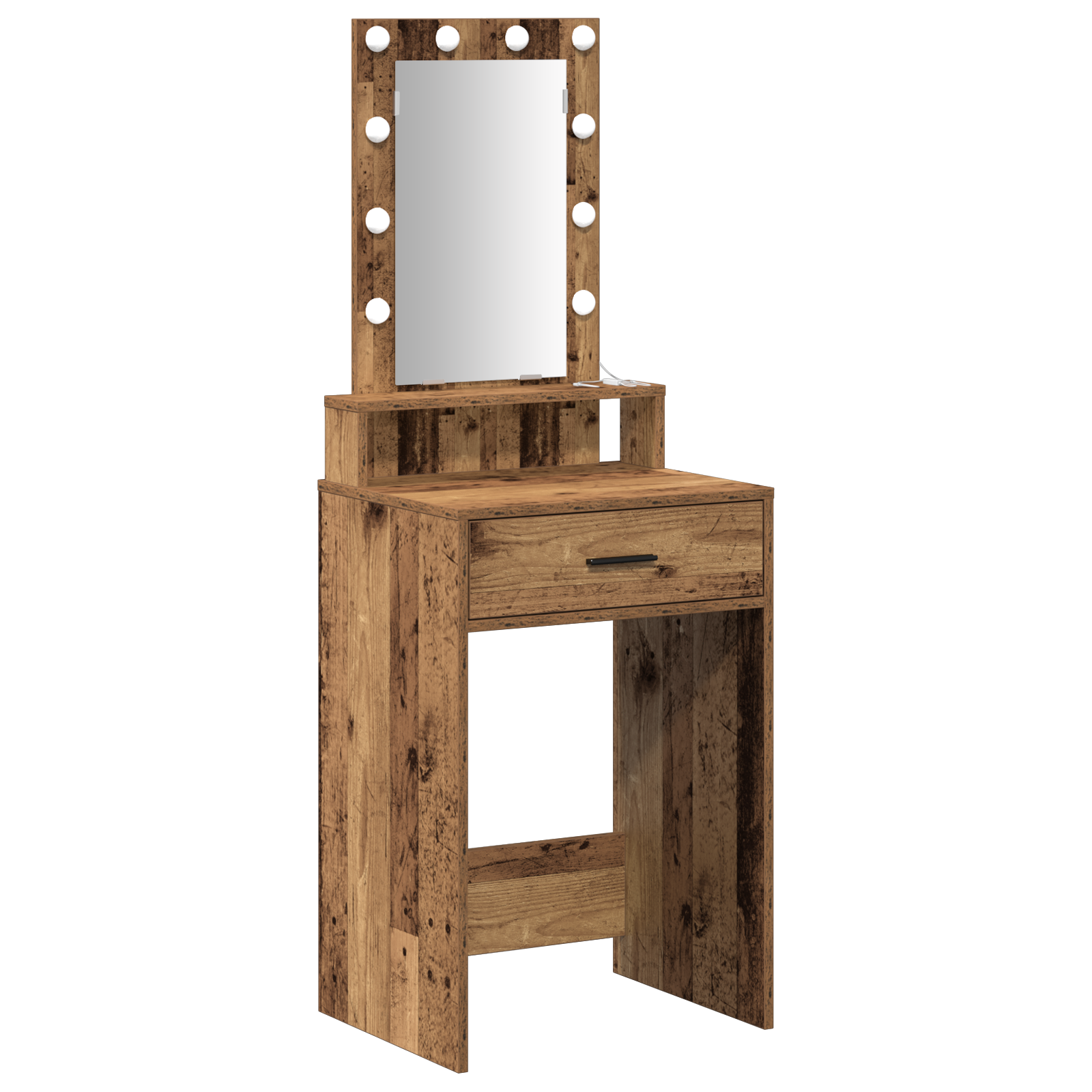 Sminkebord med LED-lamper Gammelt tre 50x41x140 cm