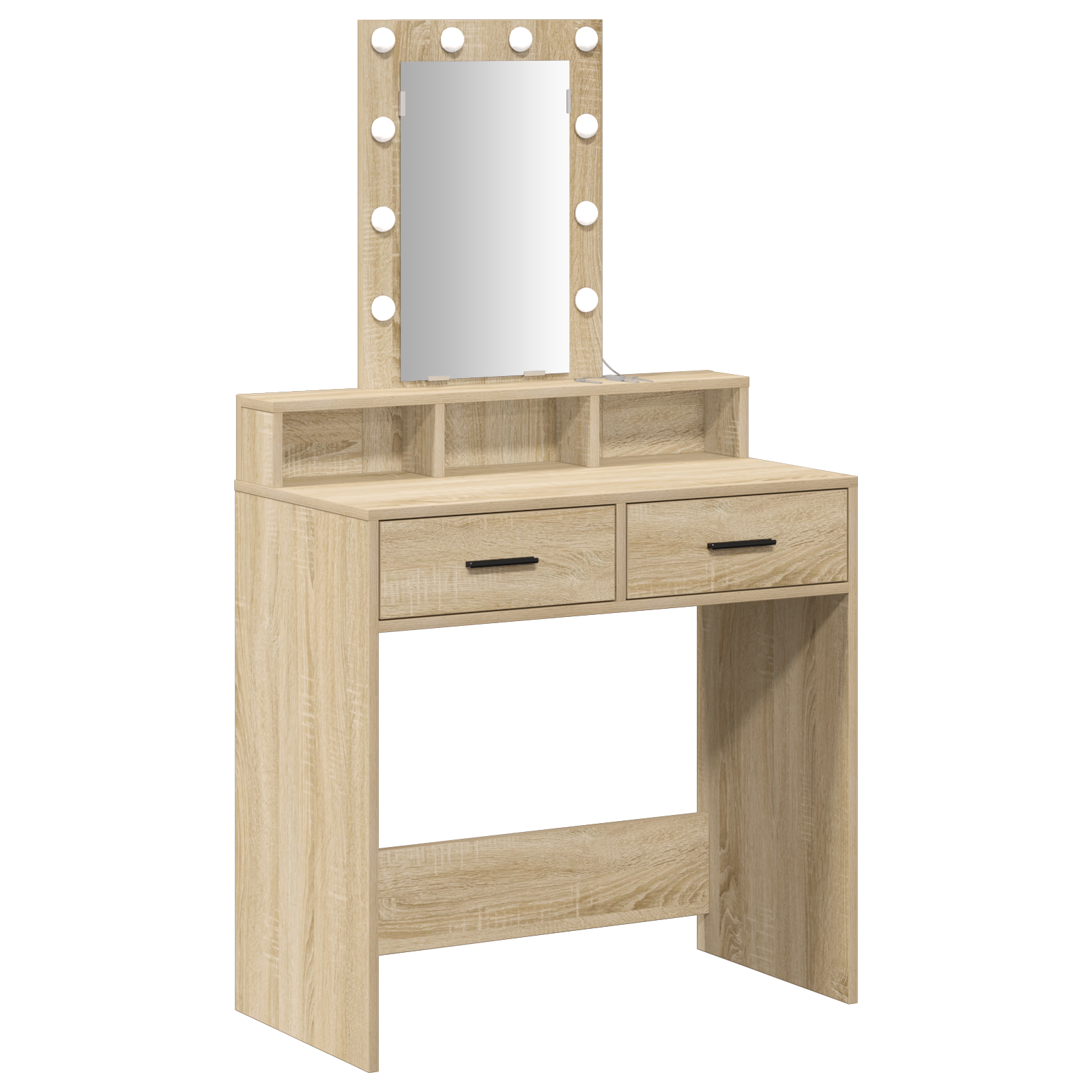 Sminkebord med LED-lamper Sonoma Eik 79x41x140 cm